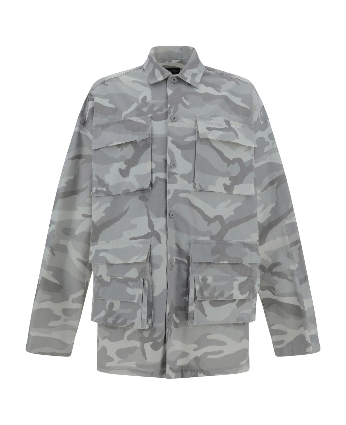 Balenciaga o1la1rc1a1225 Cargo Shirt in Light Grey Size US M / EU 48-50 / 2 - 1 Thumbnail