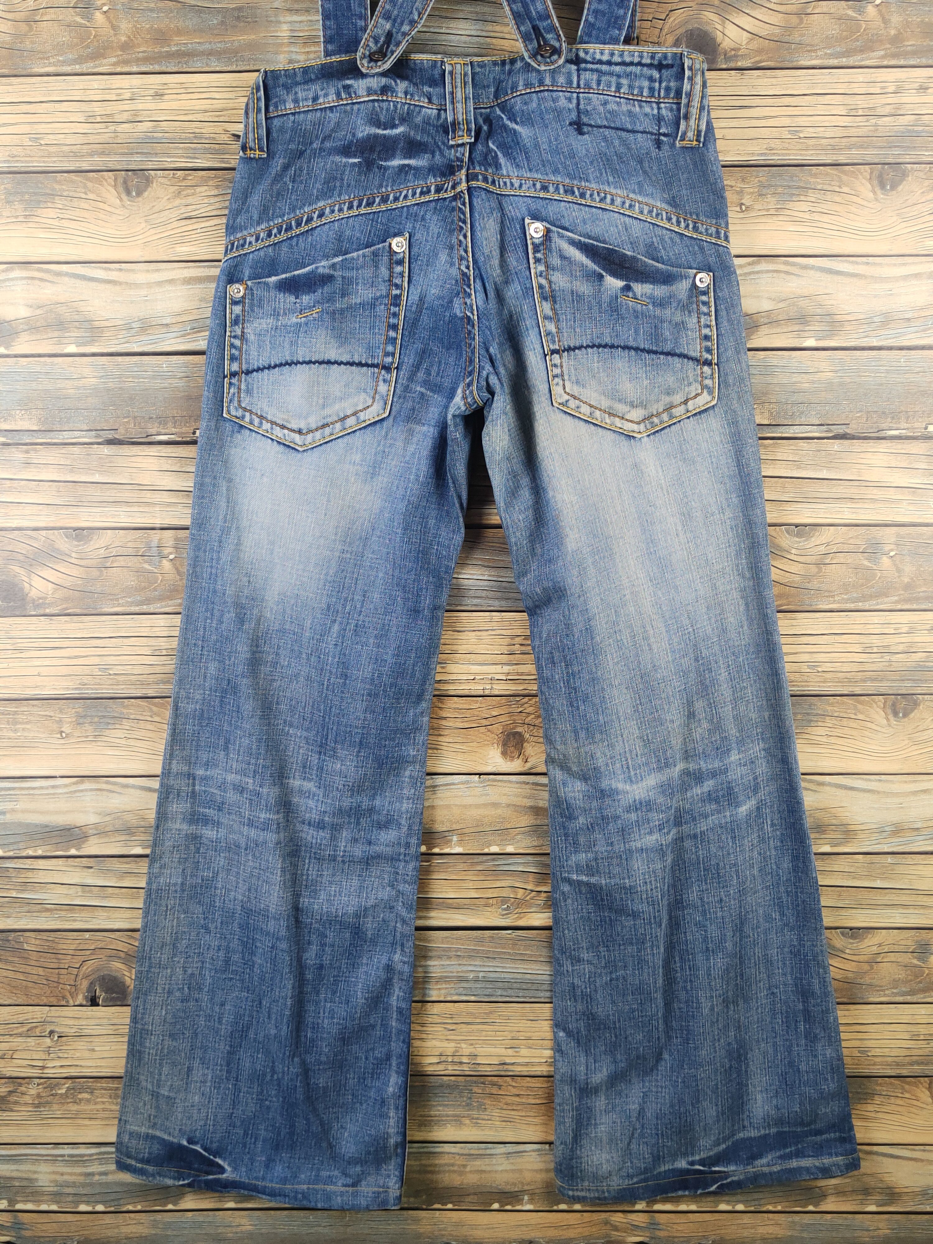 Japanese Brand DL Japanese Brand Blue Distressed Suspender Jeans #1082 Size 28" / US 6 / IT 42 - 12 Thumbnail