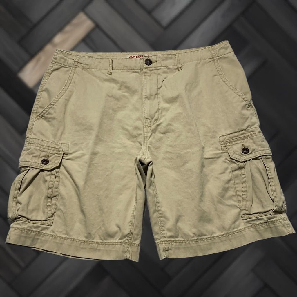 Vintage Arizona Jean Co Mens Khaki Cargo Shorts Size 38 Tan Cotton Twill Utility Casual Size US 38 / EU 54 - 1 Thumbnail