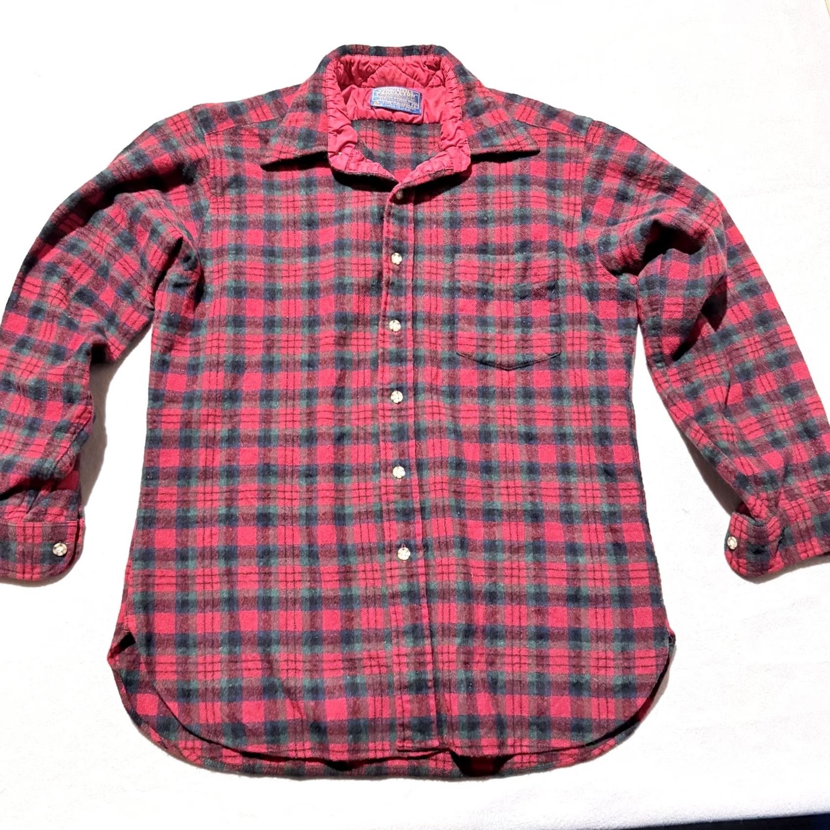 Pendleton VINTAGE Pendleton Shirt Men Wool Flannel Plaid Green Red USA Made Large Size US L / EU 52-54 / 3 - 2 Thumbnail