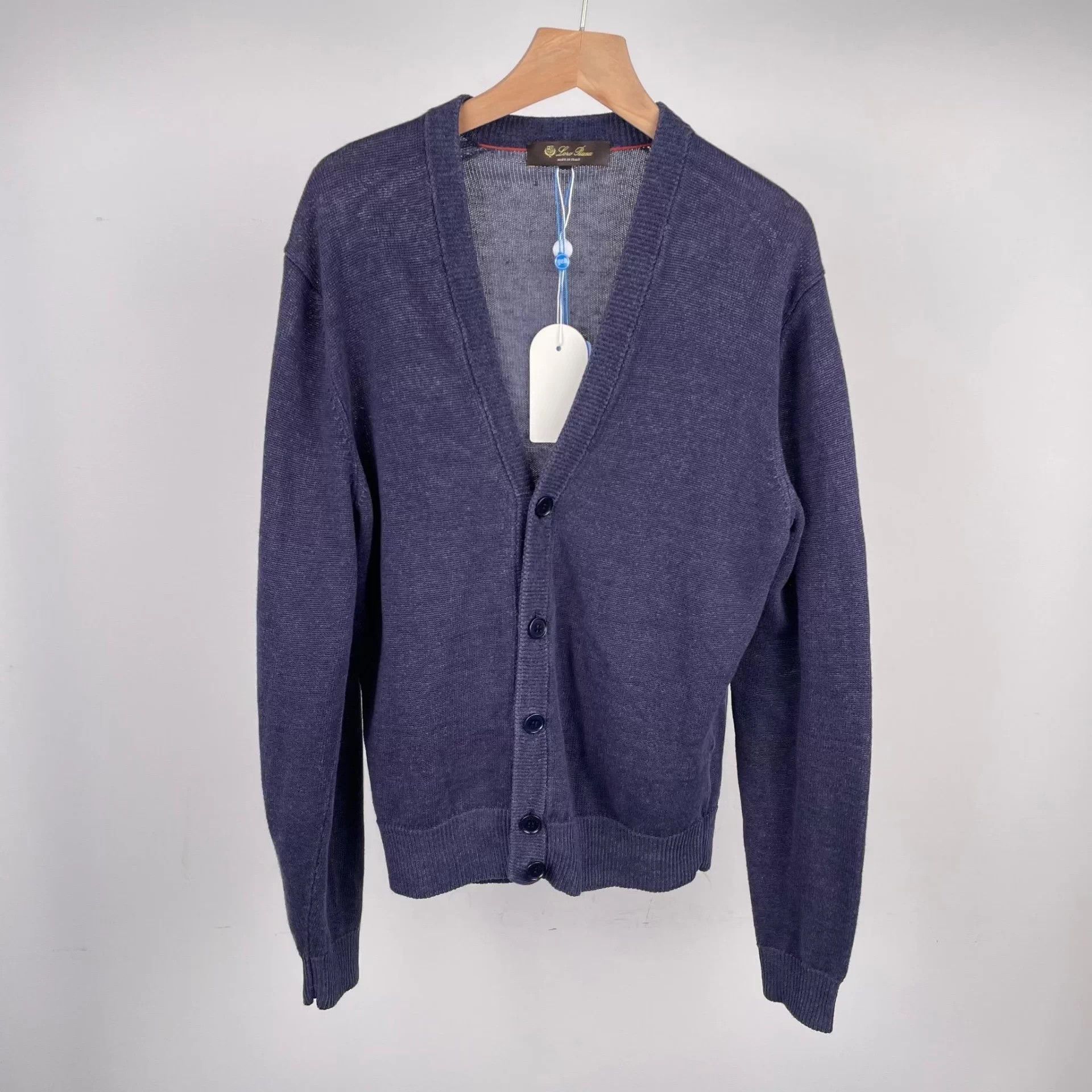 Loro Piana Loro Piana men's short linen-cotton cardigan navy 48 Size US M / EU 48-50 / 2 - 1 Thumbnail