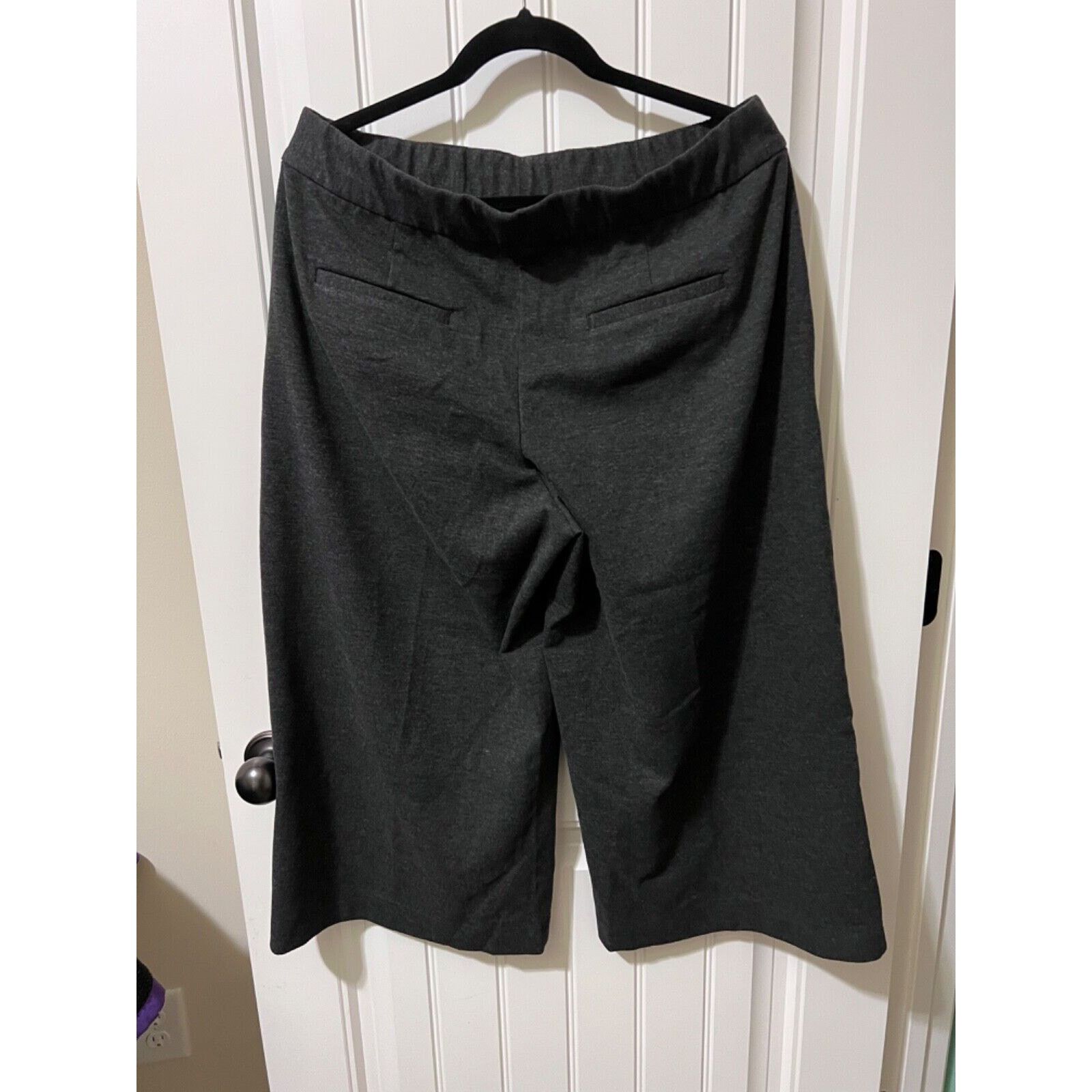 Gap Wide Leg Crop Pant Charcoal Large 4 Pockets Pull-on Stretch Size 34" / US 12 / IT 48 - 7 Thumbnail