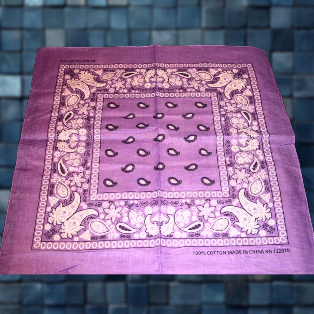 Vintage VINTAGE Unisex Cotton Bandana Set of 3 Lavender Adult 22x22 Inches Fashion Accessories Size ONE SIZE - 1 Thumbnail