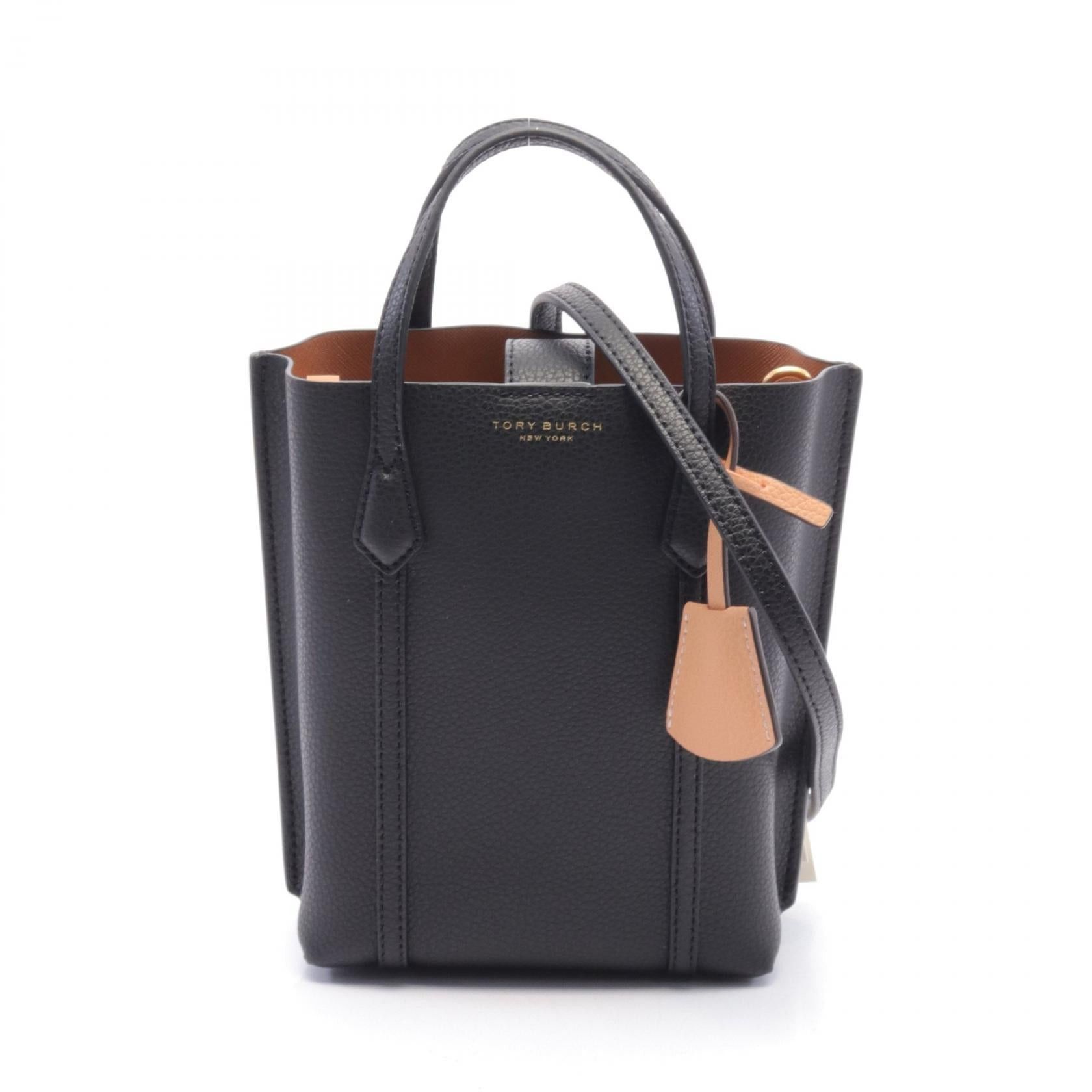 Tory Burch Perry Mini Handbag Tote Bag Leather Black