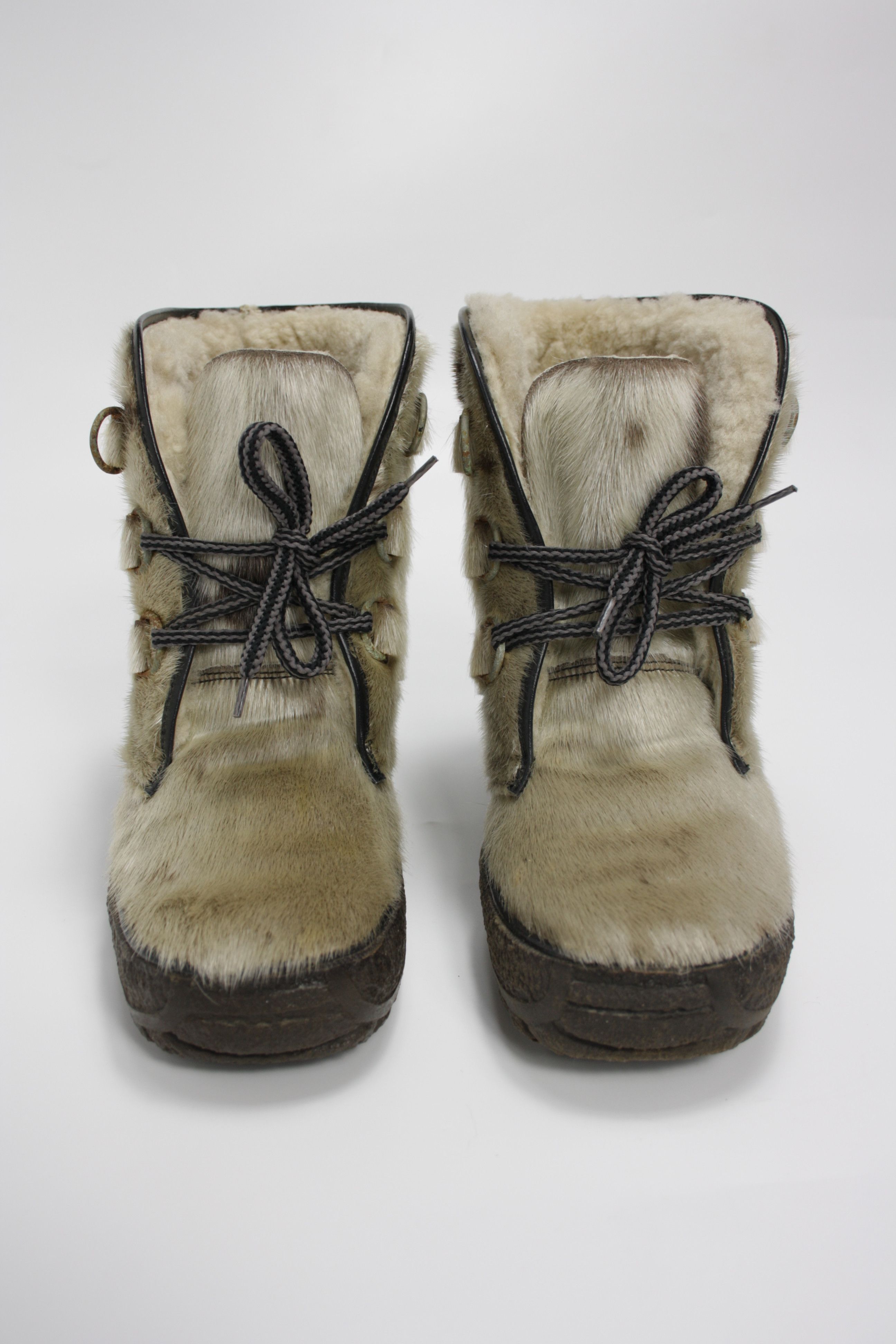 Genuine Leather Arktis Style 80s Vintage Lambskin Lined Eskimo Fur Boots Size US 6 / IT 36 - 2 Thumbnail