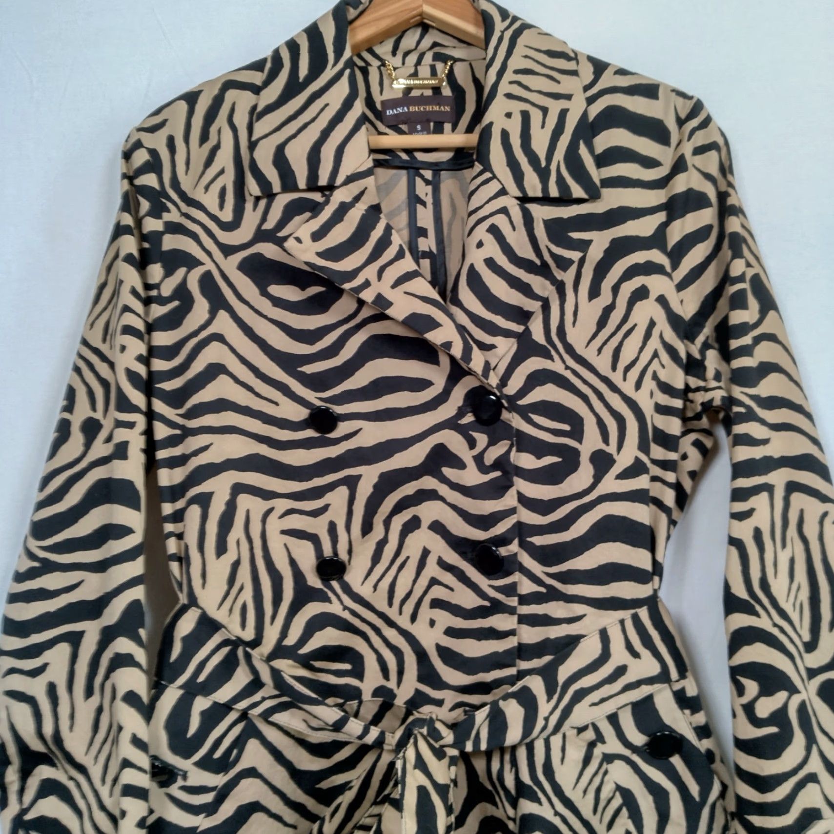 Vintage VINTAGE Dana Buchman Blazer Jacket Animal Print Brown Black Zebra Cotton Small Womens Size S / US 4 / IT 40 - 6 Thumbnail