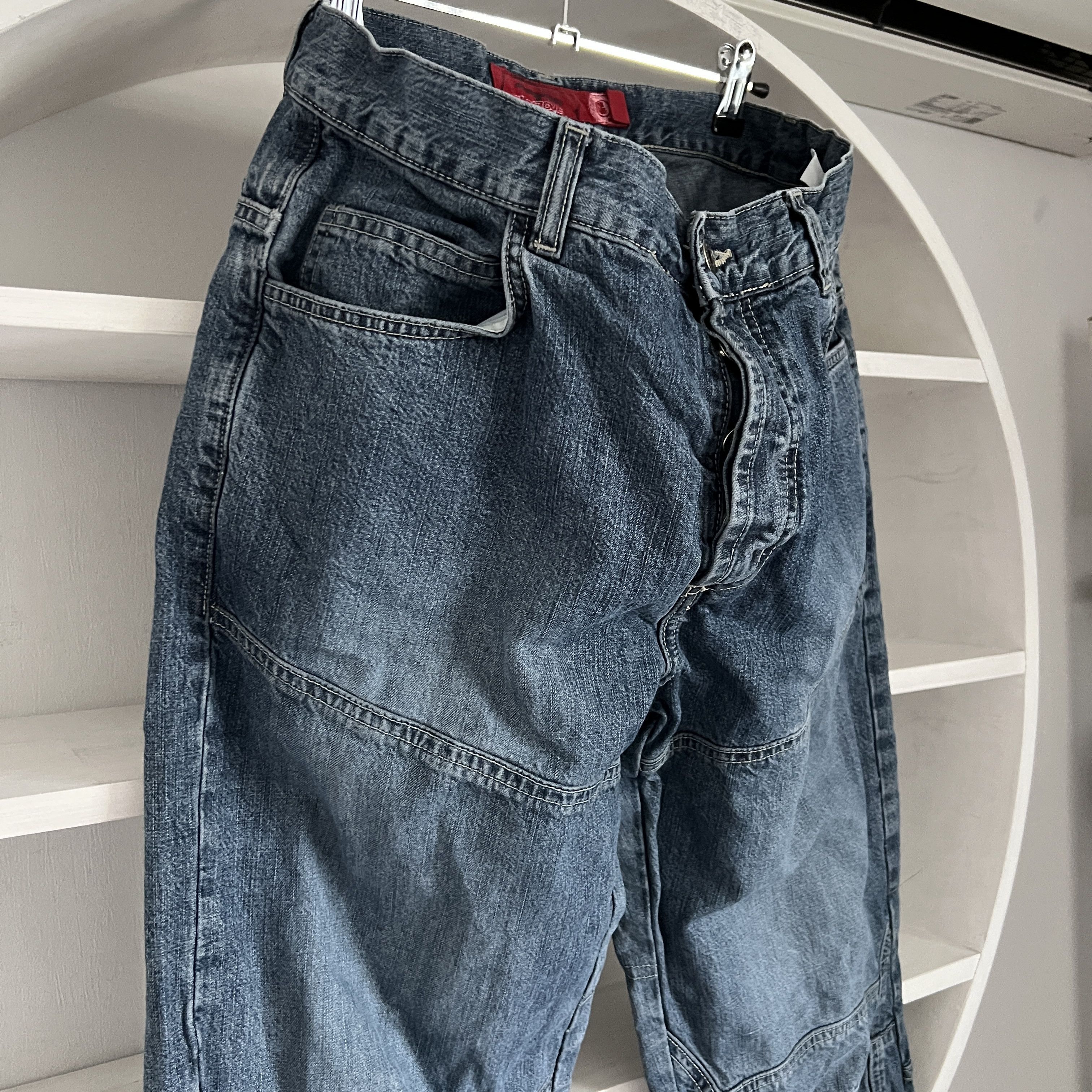 Other FISHBONE Vintage Stone Used Moto Wide Blue Jeans Size L Size US 32 / EU 48 - 5 Thumbnail