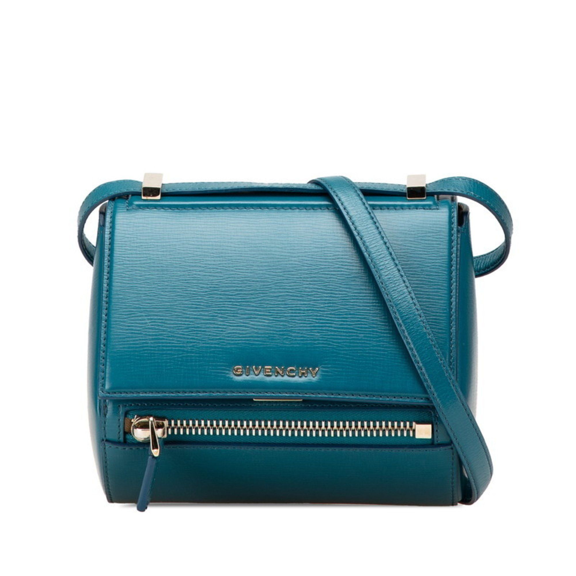 Givenchy Box Mini Shoulder Bag Blue Leather Women's
