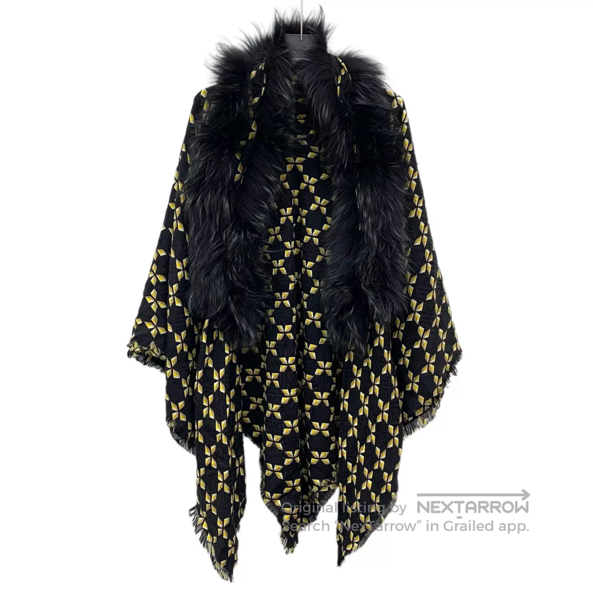 fendi geometric print silk shawl coat.