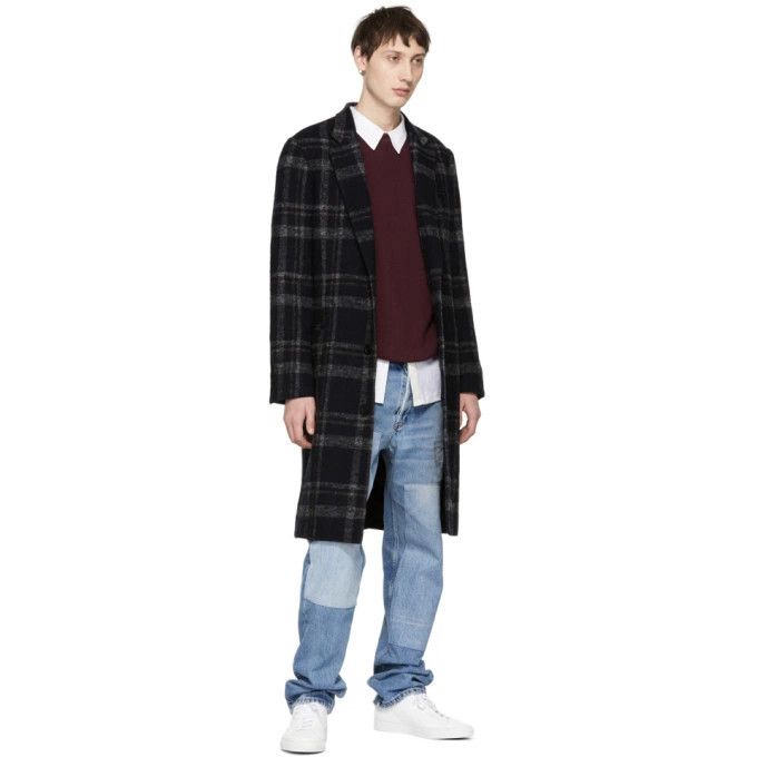 John Elliott John Elliott Navy and Back Plaid Scarlet Overcoat - 2 Size US M / EU 48-50 / 2 - 1 Thumbnail