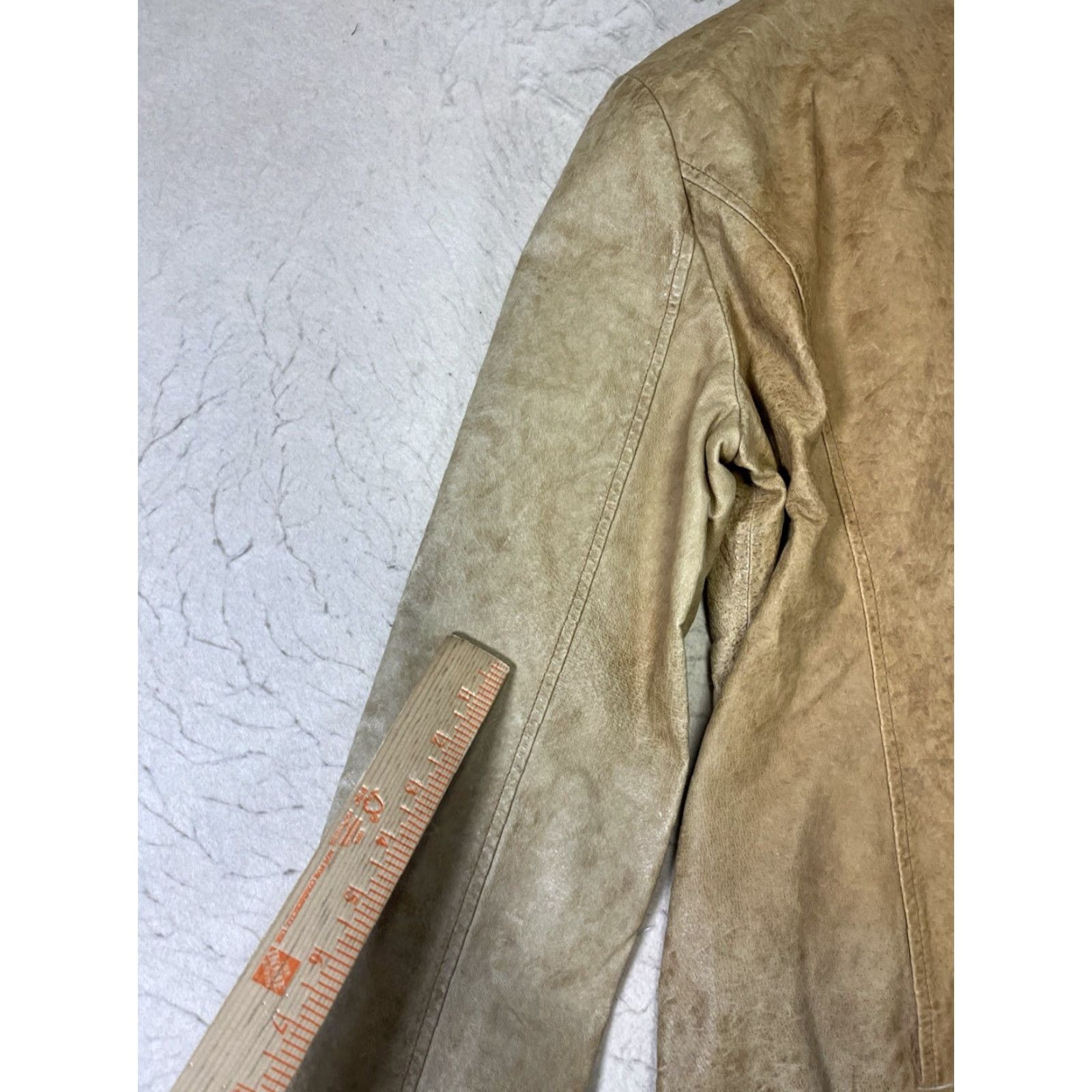 Vintage Vtg Jakett New York Leather Jacket Women's L Tan Biker Lined One Button Blazer Style Size L / US 10 / IT 46 - 7 Thumbnail