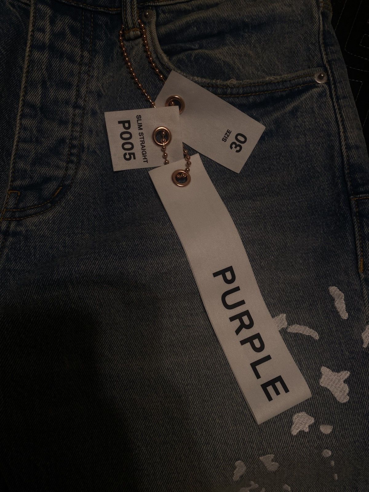 Purple Brand Purple brand jeans, blue denim white splatter design Size US 30 / EU 46 - 2 Thumbnail