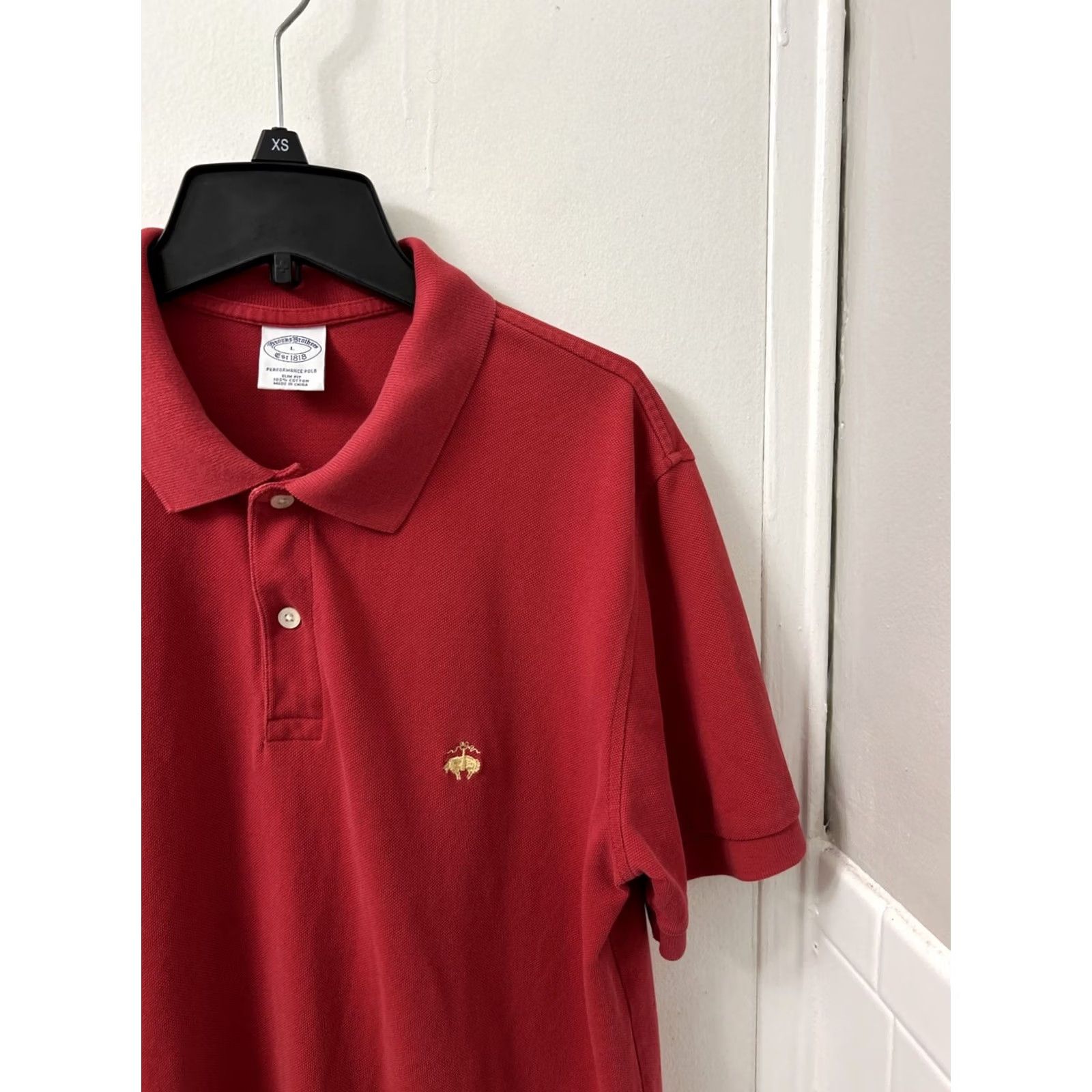 Brooks Brothers Brooks Brothers Performance Polo Shirt Mens L Red Slim Fit 100% Cotton S/S Golf Casual Brand Logo Shirt Size US L / EU 52-54 / 3 - 4 Thumbnail