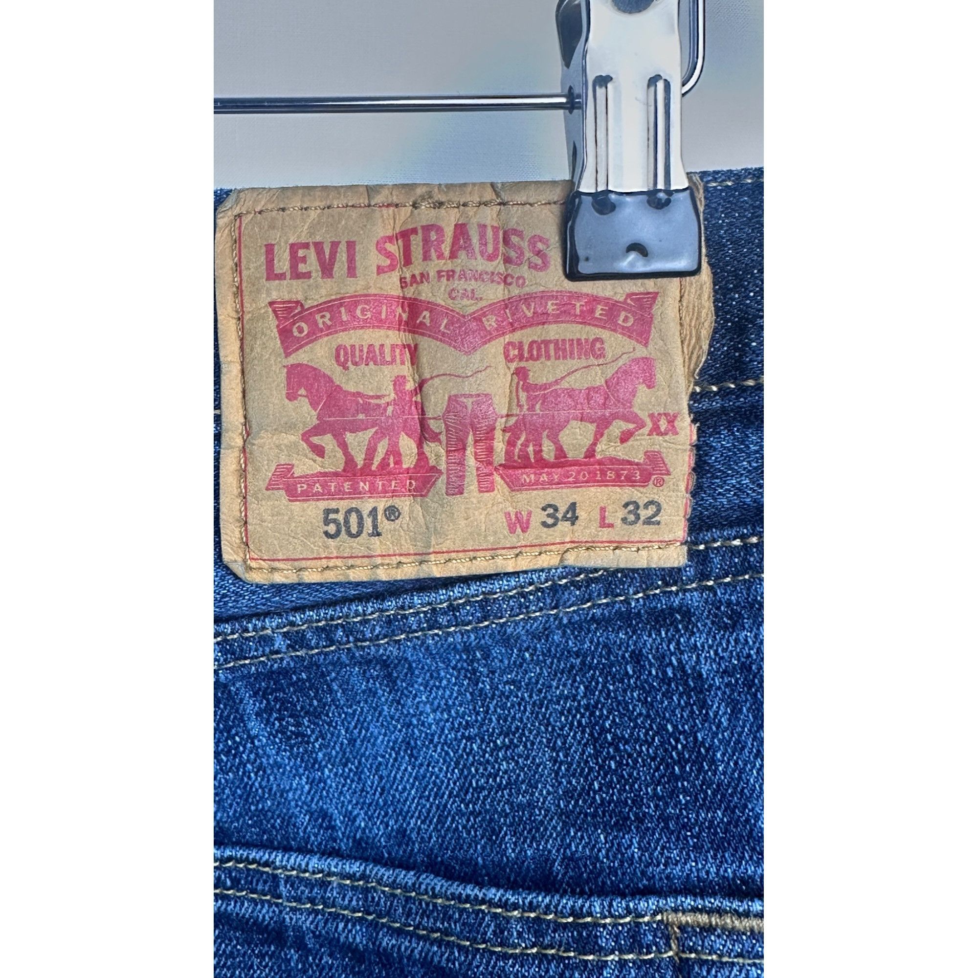 Levi's Levis 501 Jeans Mens W34 L32 Original Blue Denim Straight Fi Size US 34 / EU 50 - 3 Thumbnail