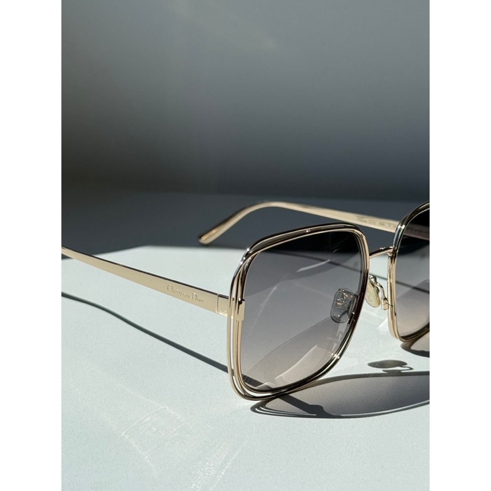 Dior NEW Dior FilDior S1U Square Sunglasses in Gold Grey Size ONE SIZE - 5 Thumbnail