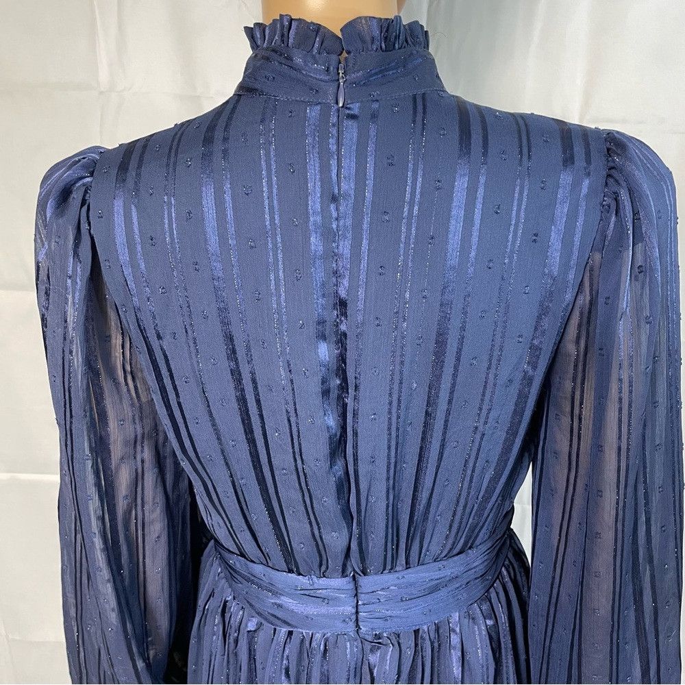 Other AQUA Mock Neck Semi Sheer Blue Dress Size M Size M / US 6-8 / IT 42-44 - 9 Thumbnail