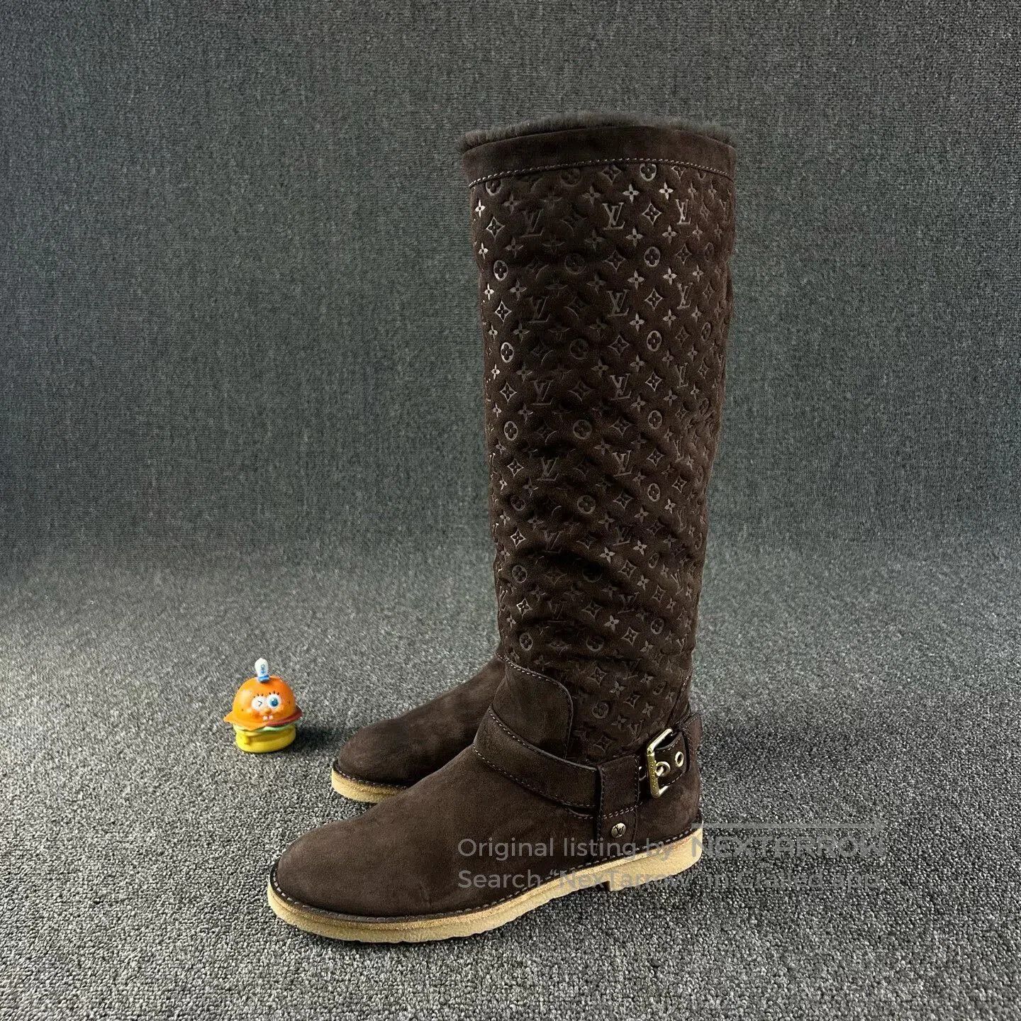 Louis Vuitton Louis Vuitton Brown Tall Printed Boots. Size US 6.5 / IT 36.5 - 1 Thumbnail