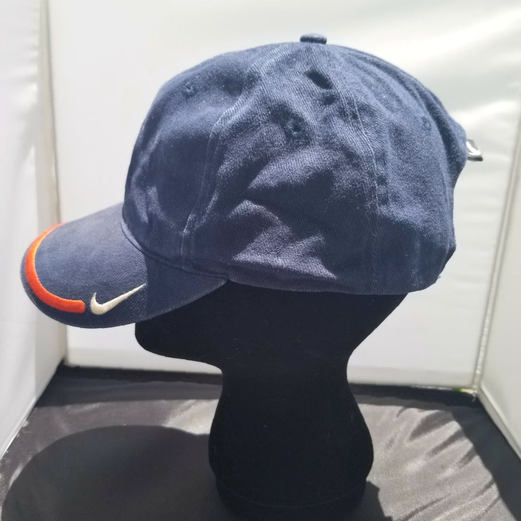 Nike VINTAGE Nike Hat Cap Blue Orange Swoosh Logo Strap Back 3D Logo White Tag Adjustable Mens Cap Size ONE SIZE - 4 Thumbnail