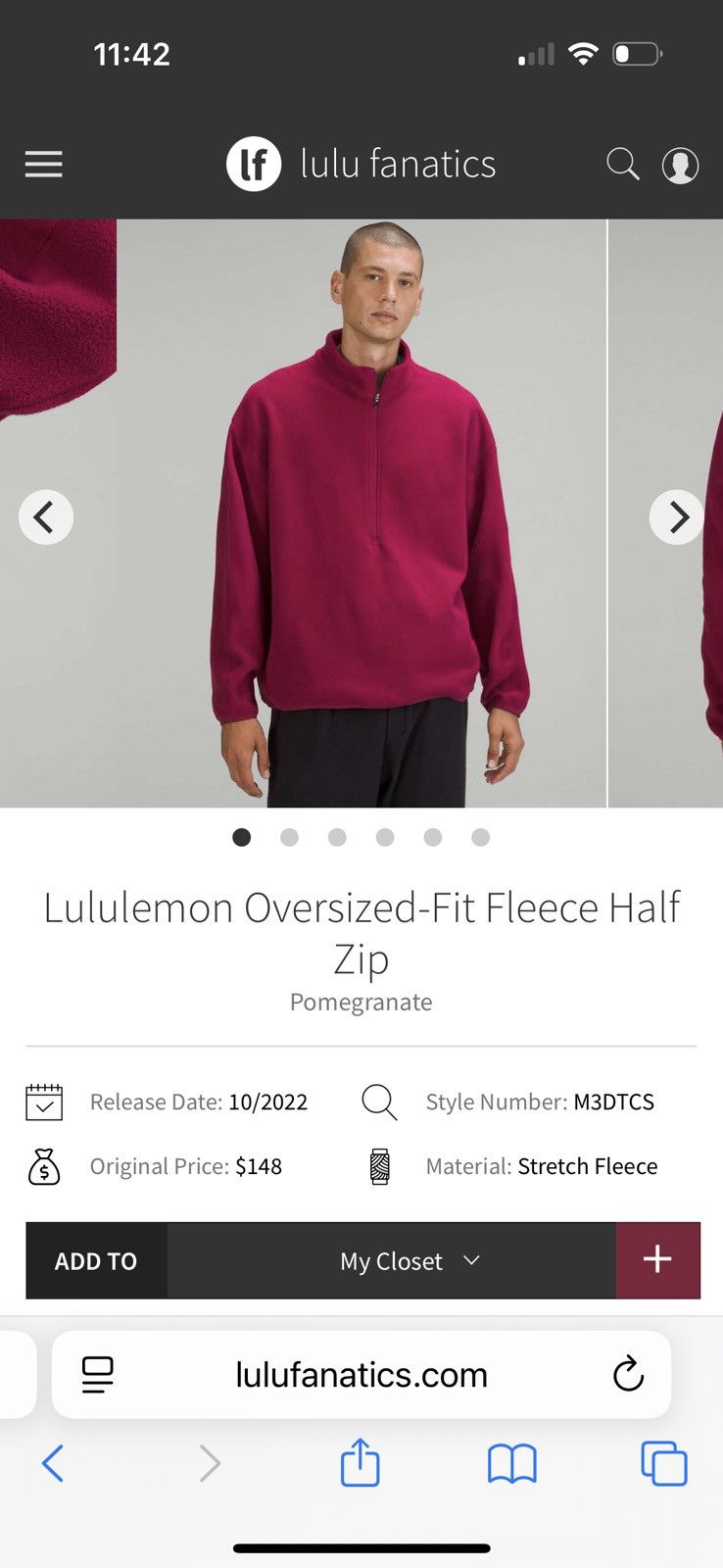 Lululemon Lululemon Pomegranate fleece zip jacket Size US M / EU 48-50 / 2 - 6 Thumbnail