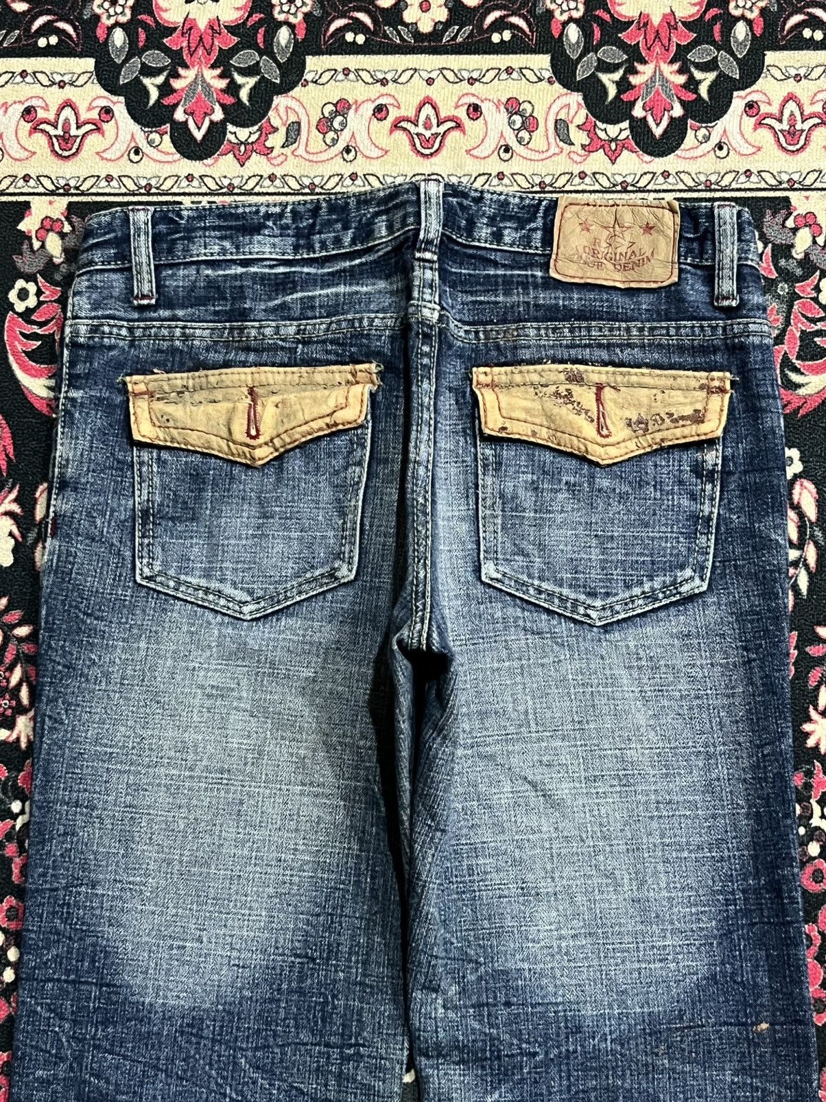 Vintage Vintage Japanese Brand Blue Whisker Washed Flare Jeans Size 30" / US 8 / IT 44 - 7 Thumbnail