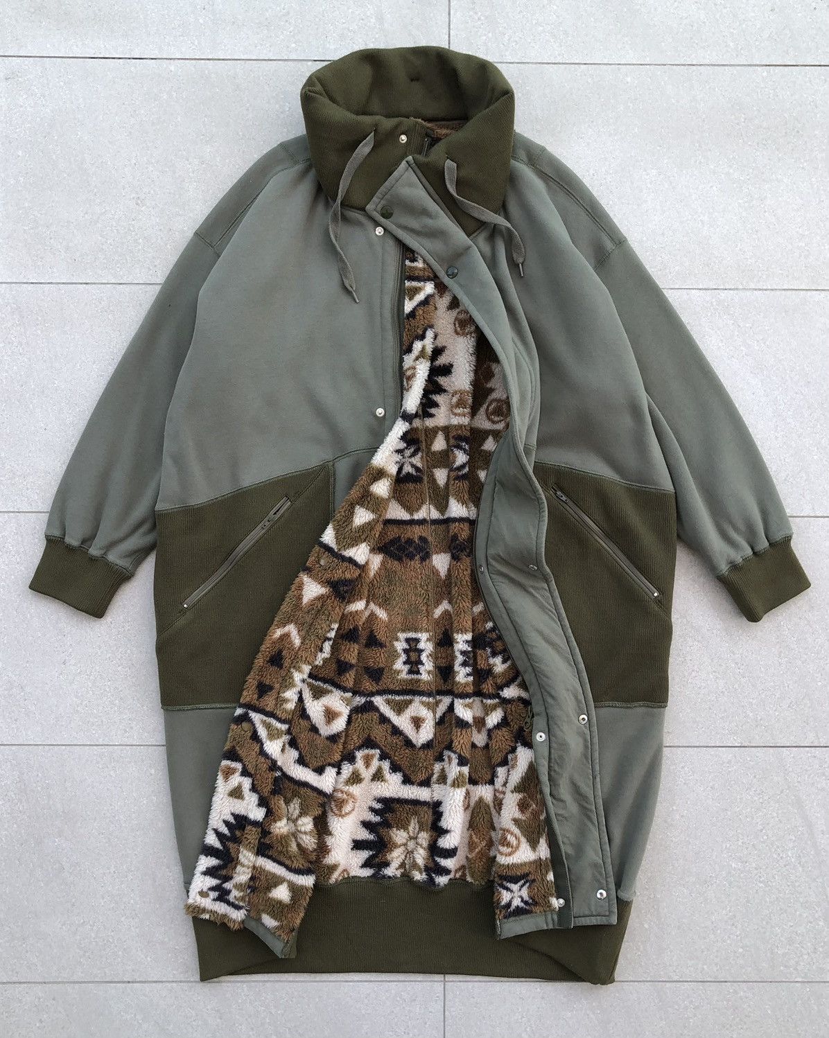 Issey Miyake Mercibeaucoup Reversible Fleece Navajo Long Coat Jacket Size US L / EU 52-54 / 3 - 9 Thumbnail