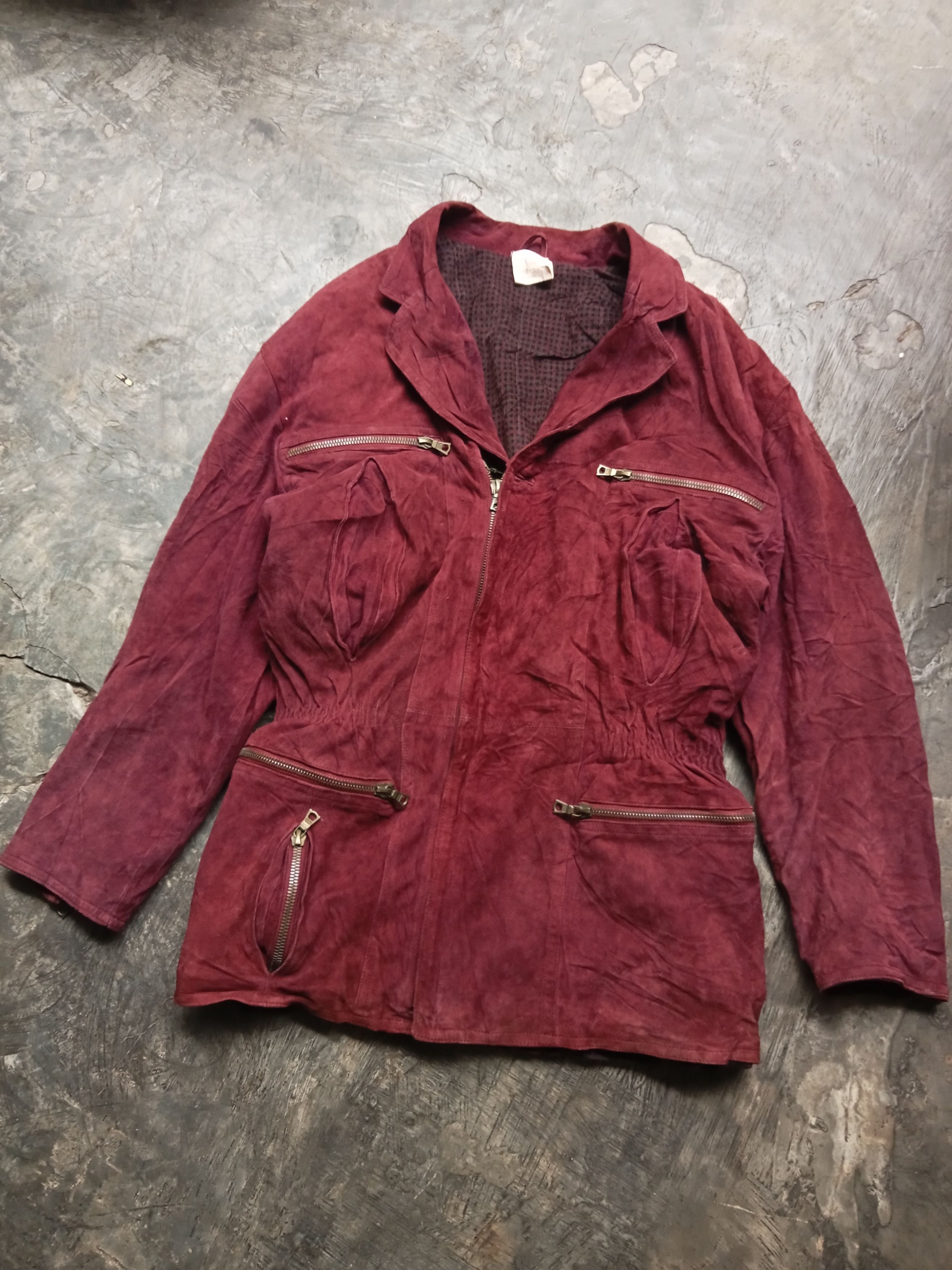 image of Vintage 70's Gianni Versace Suede Leather in Maroon, Women's (Size Large)