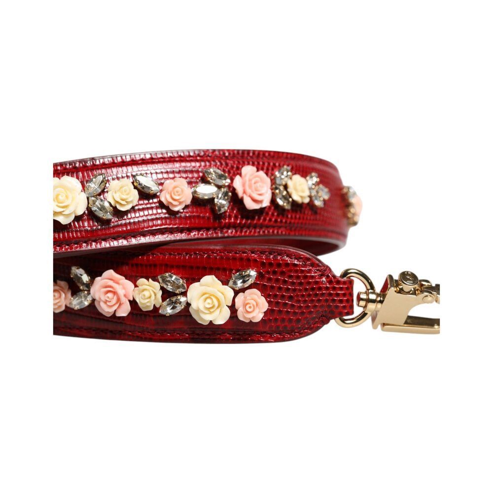 Dolce & Gabbana Dolce & Gabbana Red Leather Floral Embellish Bag Shoulder St Size ONE SIZE - 4 Thumbnail