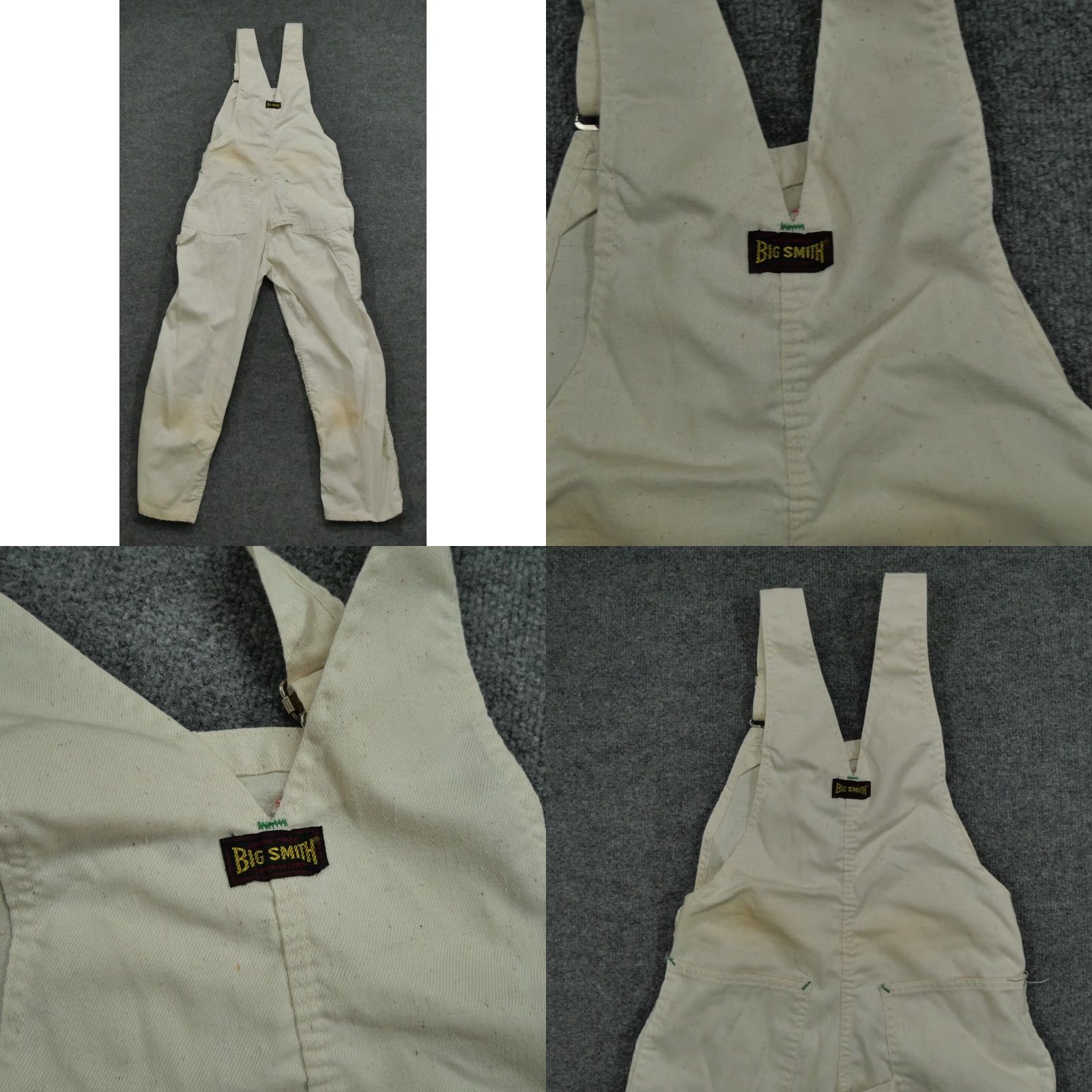 Vintage VINTAGE Big Smith Overalls Mens 27x26 White Cream Sanforized Workwear Adult 50s Size US 27 - 9 Thumbnail