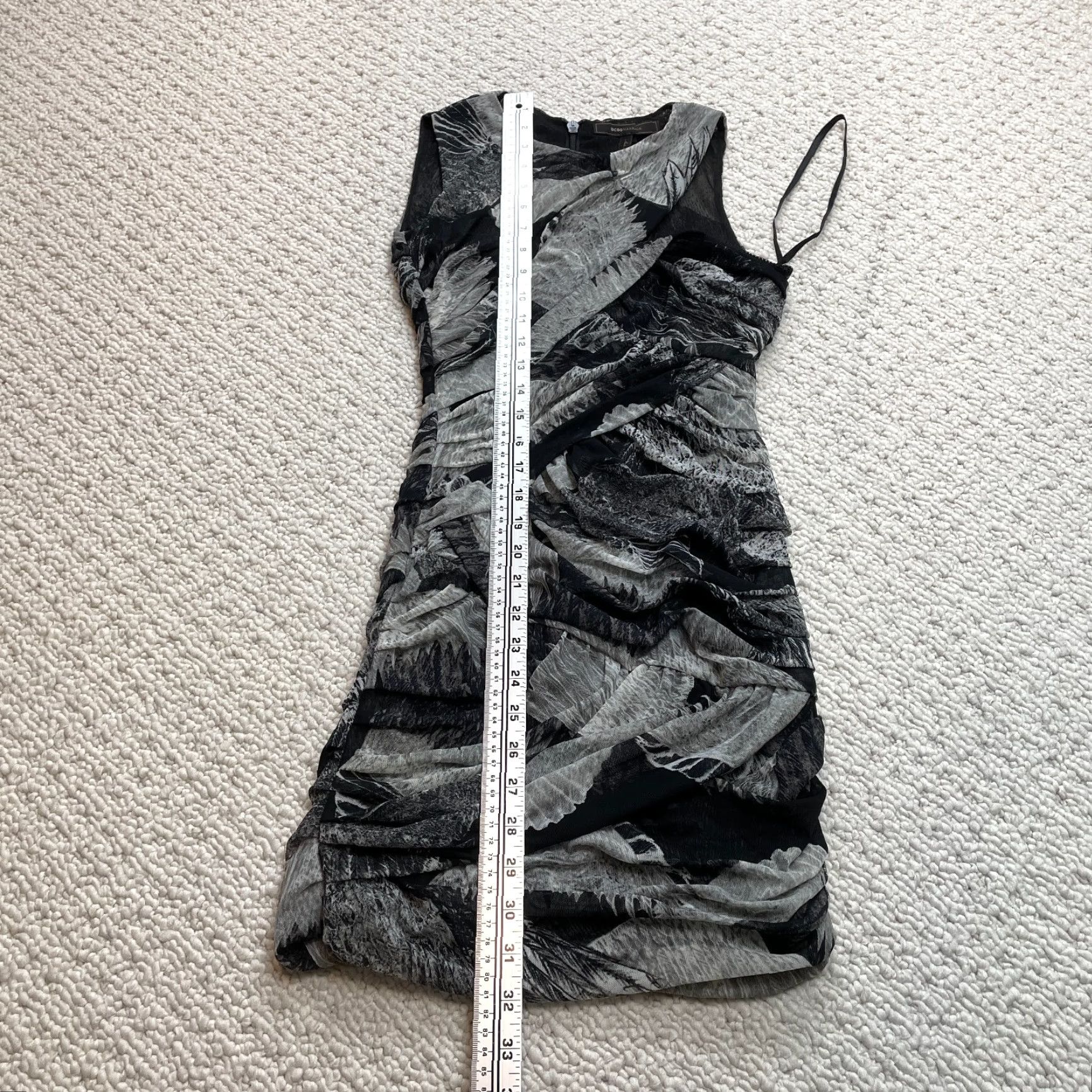 Bcbgmaxazria VINTAGE BCBGMAXAZRIA Shift Dress Womens XS Black Gray Sleeveless Roxanne Nylon Midi Dress? Size XS / US 0-2 / IT 36-38 - 4 Thumbnail