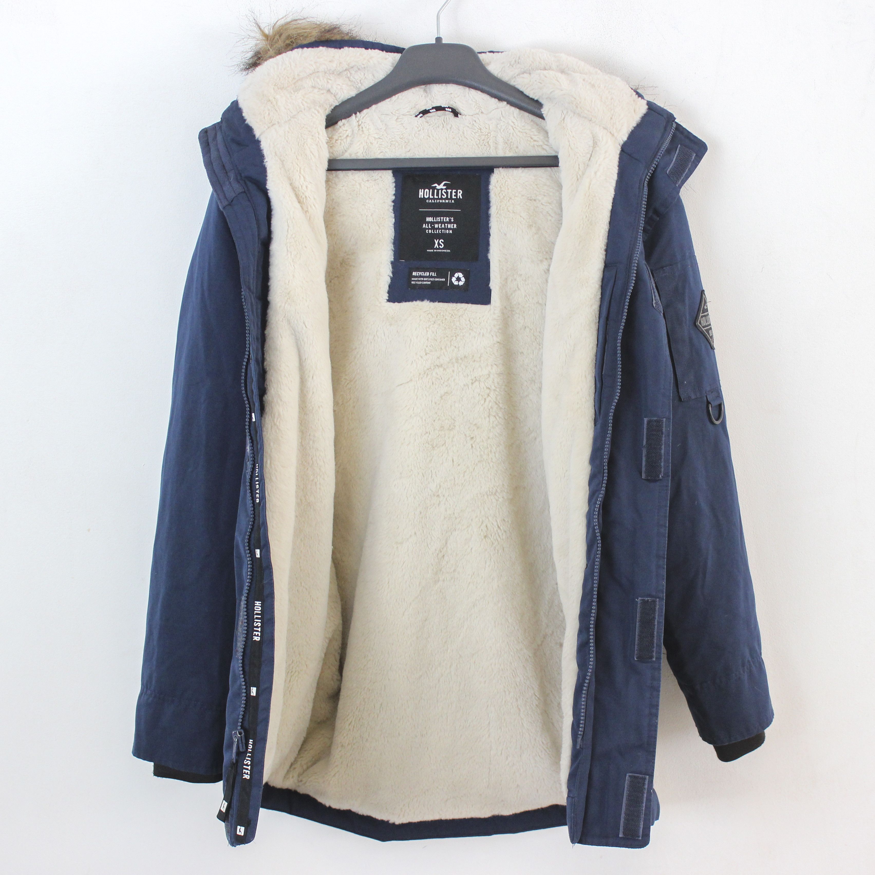 Hollister All Weather Women XS Jacket Coat Hood Parka Faux Fur Fleece Size XS / US 0-2 / IT 36-38 - 5 Thumbnail