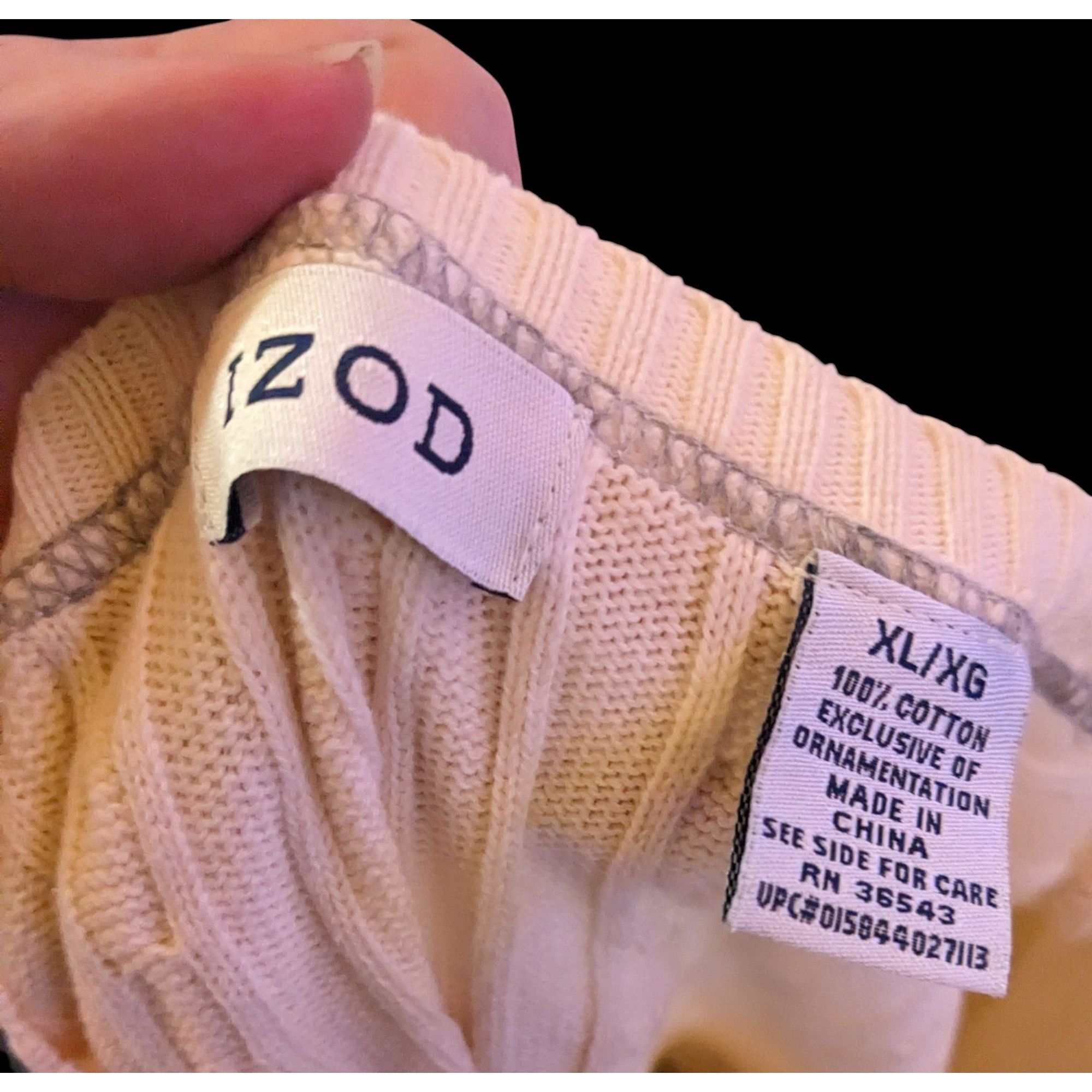 Izod Izod Preppy Cream Cable Knit Sweater With Embroidered Emblem Size XL / US 12-14 / IT 48-50 - 4 Thumbnail