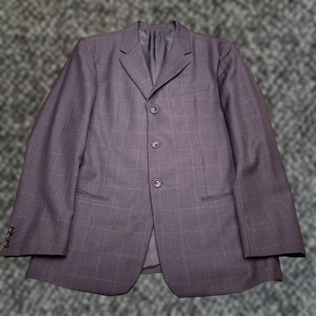 Armani Armani Collezioni Blazer Mens 48R (40R) Gray Plaid Wool Italy Size 48R - 1 Thumbnail
