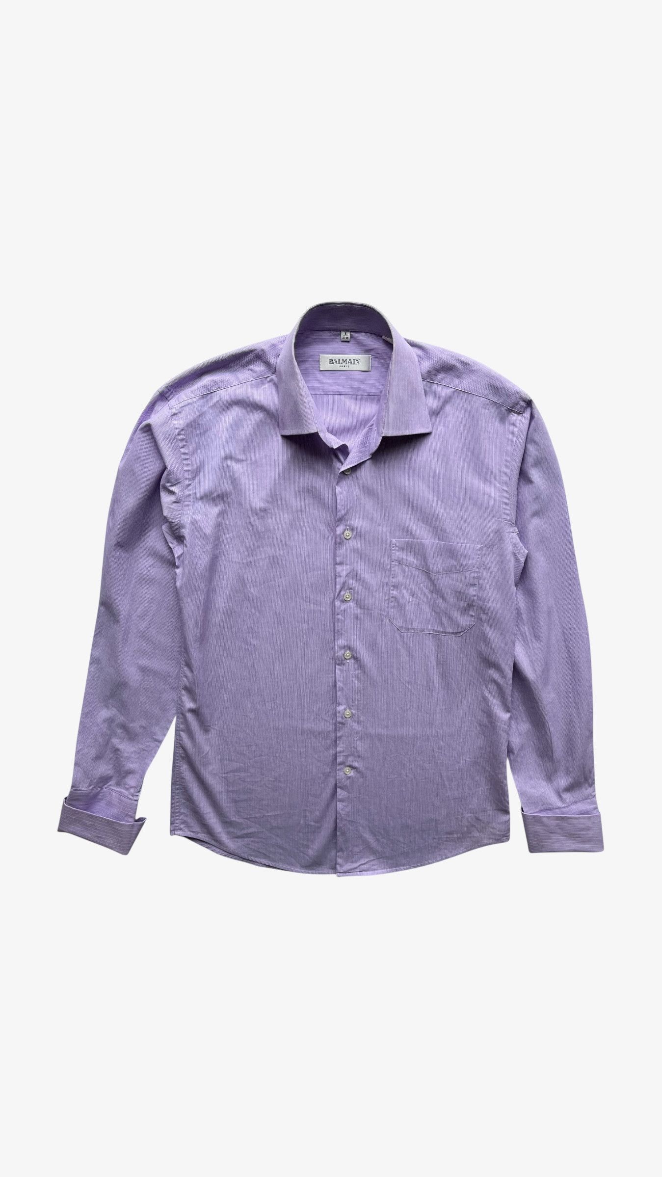Balmain Vintage 90s Men's Balmain Paris Purple Striped Shirt Size US S / EU 44-46 / 1 - 1 Thumbnail