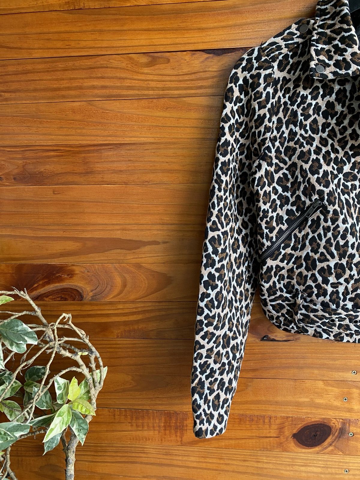Vintage Just Jeans Leopard Print Cropped Biker Jacket Statement Size M / US 6-8 / IT 42-44 - 6 Thumbnail