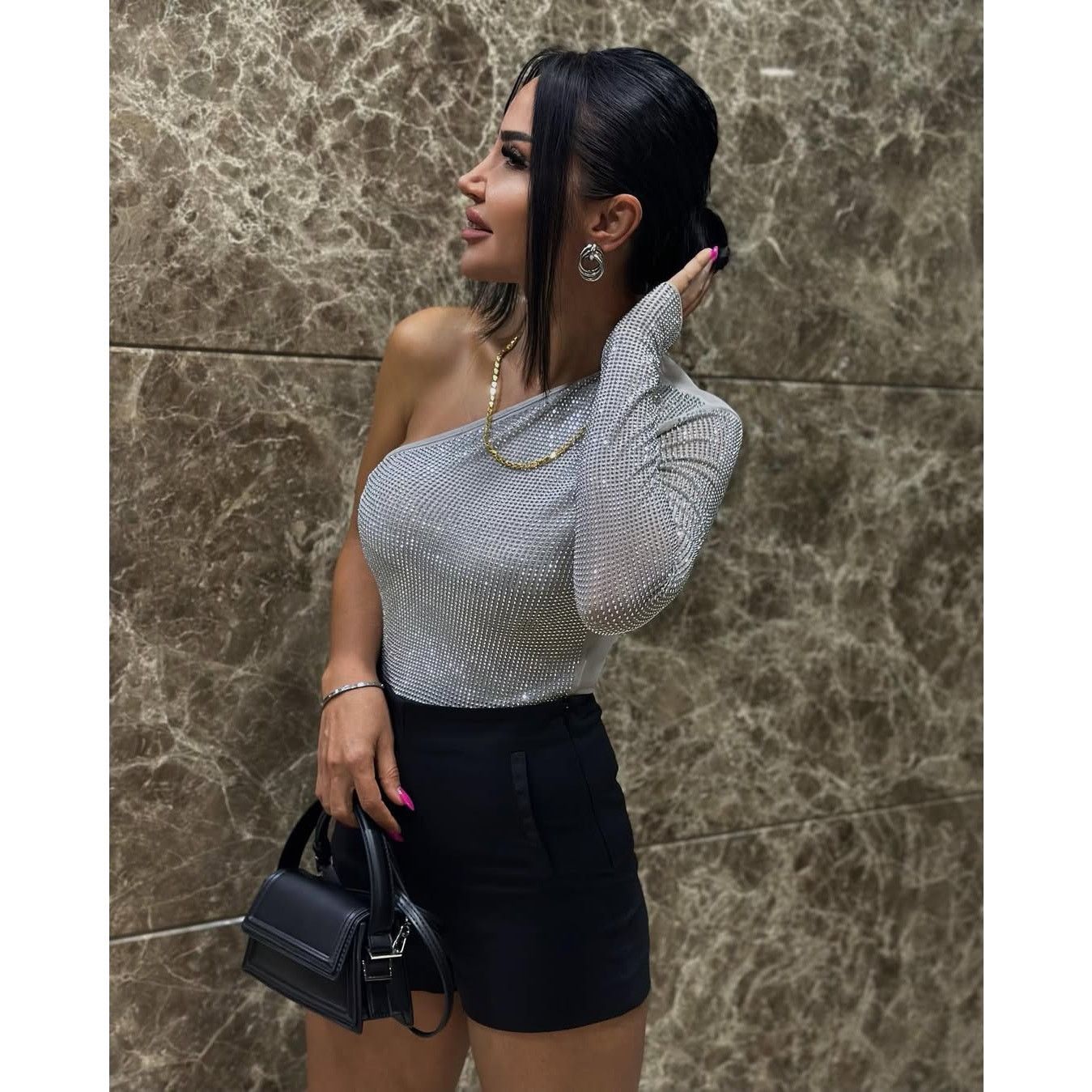 Zara ZARA Blogger Fave One Shoulder Embellished Bodysuit NWT Size M / US 6-8 / IT 42-44 - 16 Thumbnail