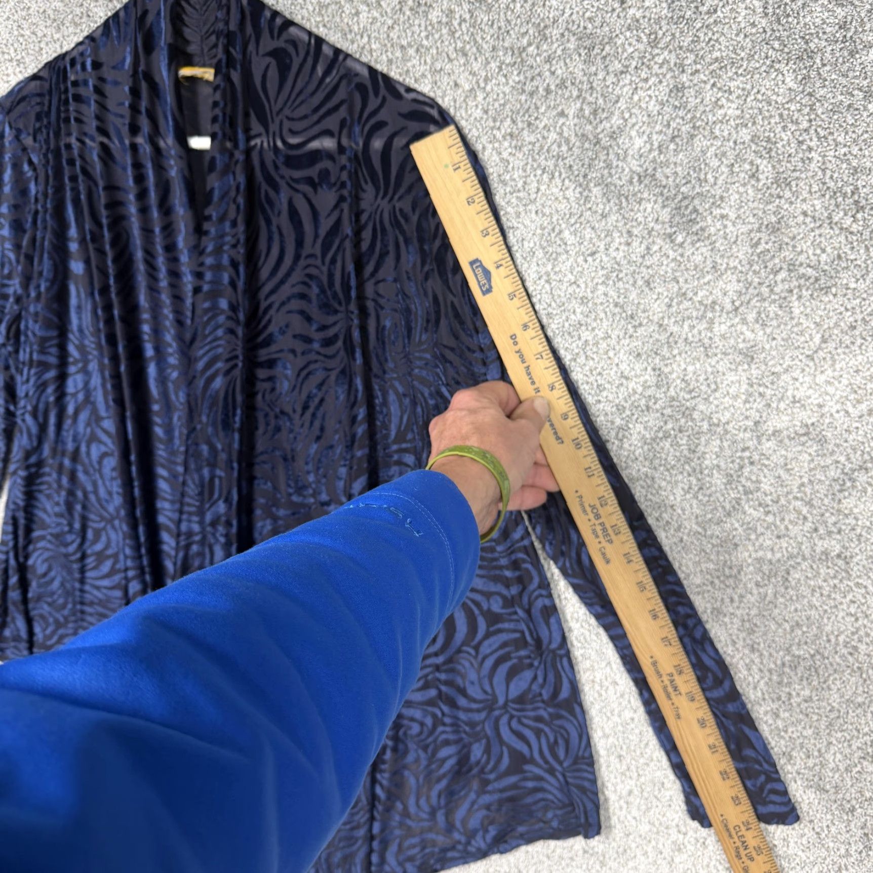 Vintage VINTAGE Ruby Rd. Velvet Burnout Kimono Cardigan / Blouse Women Medium Blue Animal Print 90s Whimsigoth Art Teacher Mens? Size M / US 6-8 / IT 42-44 - 3 Thumbnail