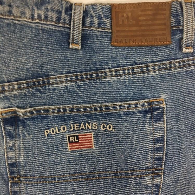 Polo Ralph Lauren 90's Blue Jeans DEMIN HiP HoP Baggy LOGO Streetwear Shorts Size US 42 / EU 58 - 5 Thumbnail