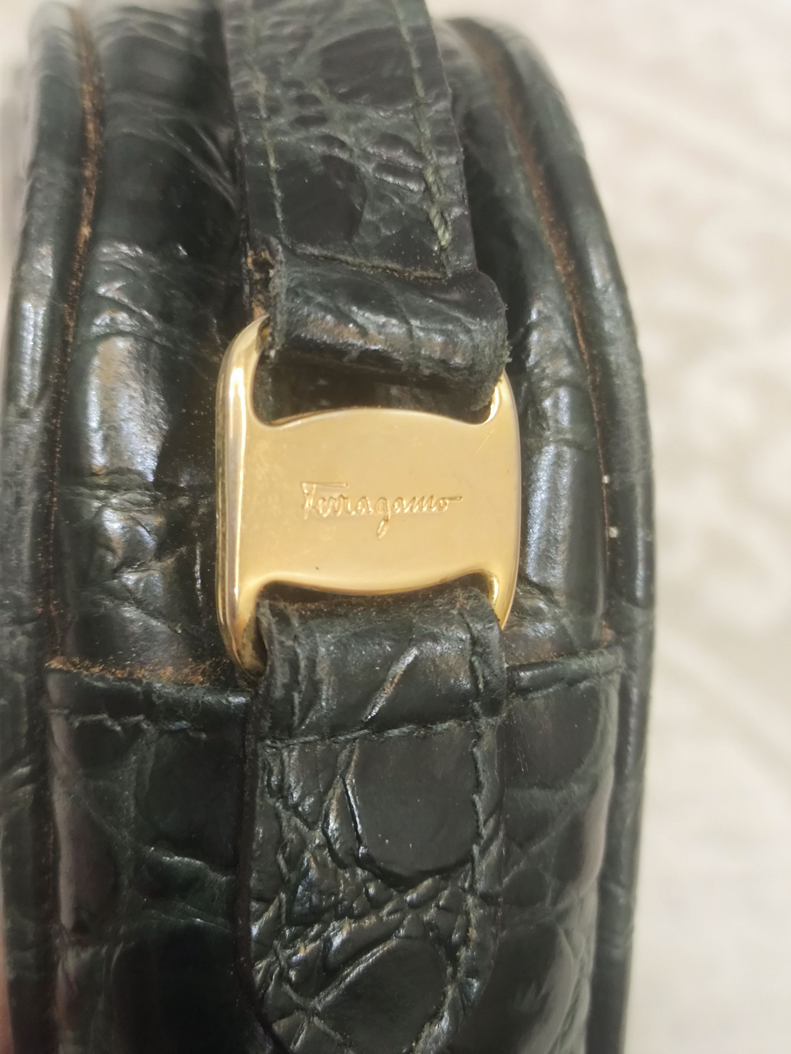 Salvatore Ferragamo Salvatore Ferragamo Crocodile Embossed Green Cross body Bag Size ONE SIZE - 6 Thumbnail