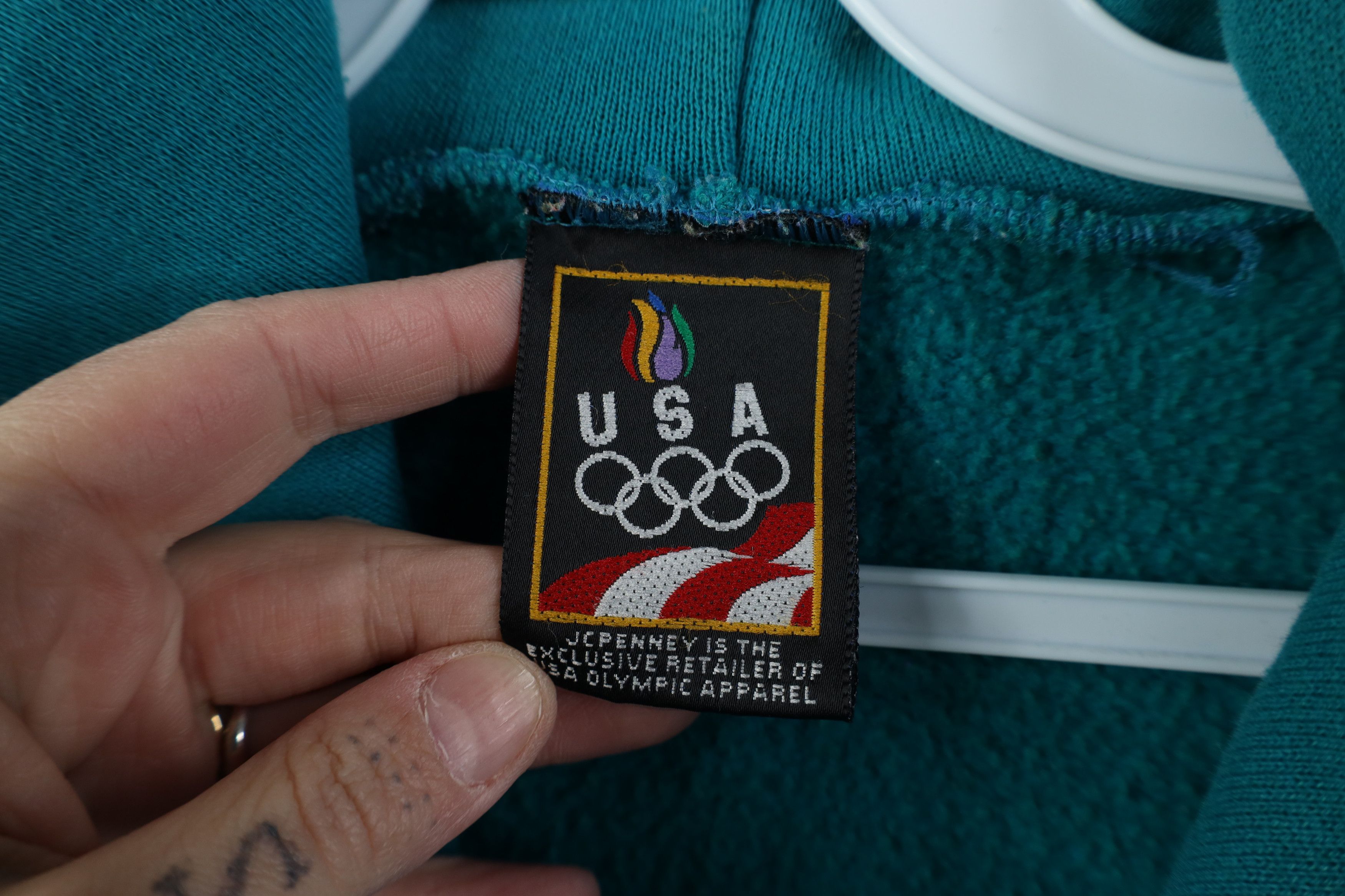 Vintage Vintage 90s USA Olympics Blank Full Zip Hoodie Teal USA Size US M / EU 48-50 / 2 - 11 Thumbnail