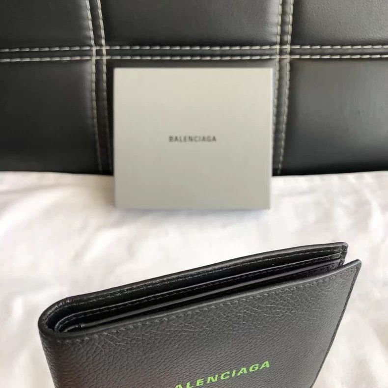 Balenciaga Balenciaga Classic Black Green Logo Wallet-2506 Size ONE SIZE - 3 Thumbnail