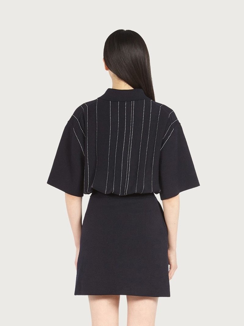 Salvatore Ferragamo o1y0326 Mini Dress in Black/White Size M / US 6-8 / IT 42-44 - 3 Thumbnail
