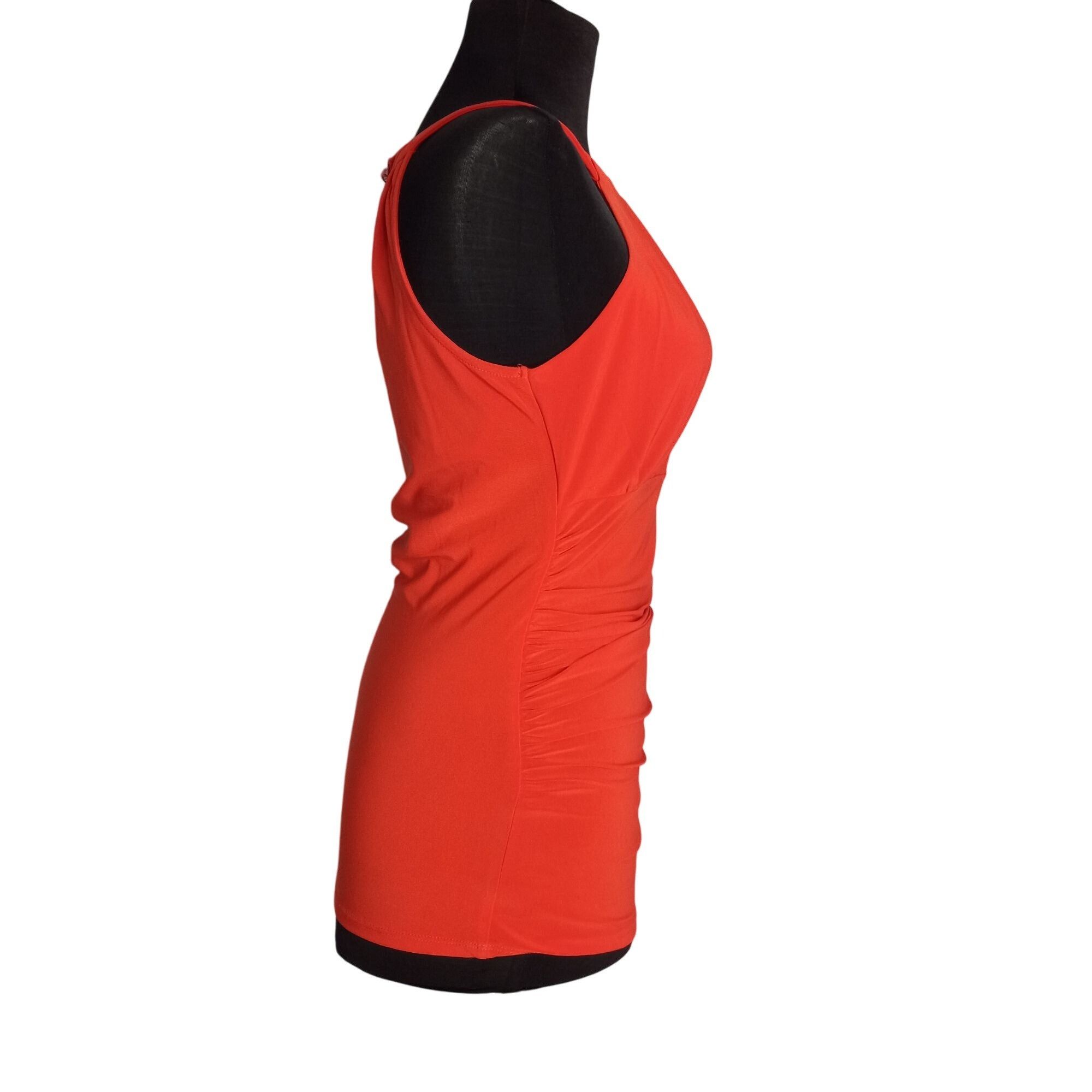White House Black Market WHBM XS Halter Top Orange Sleeveless Keyhole Embellished Bea Size XS / US 0-2 / IT 36-38 - 3 Thumbnail