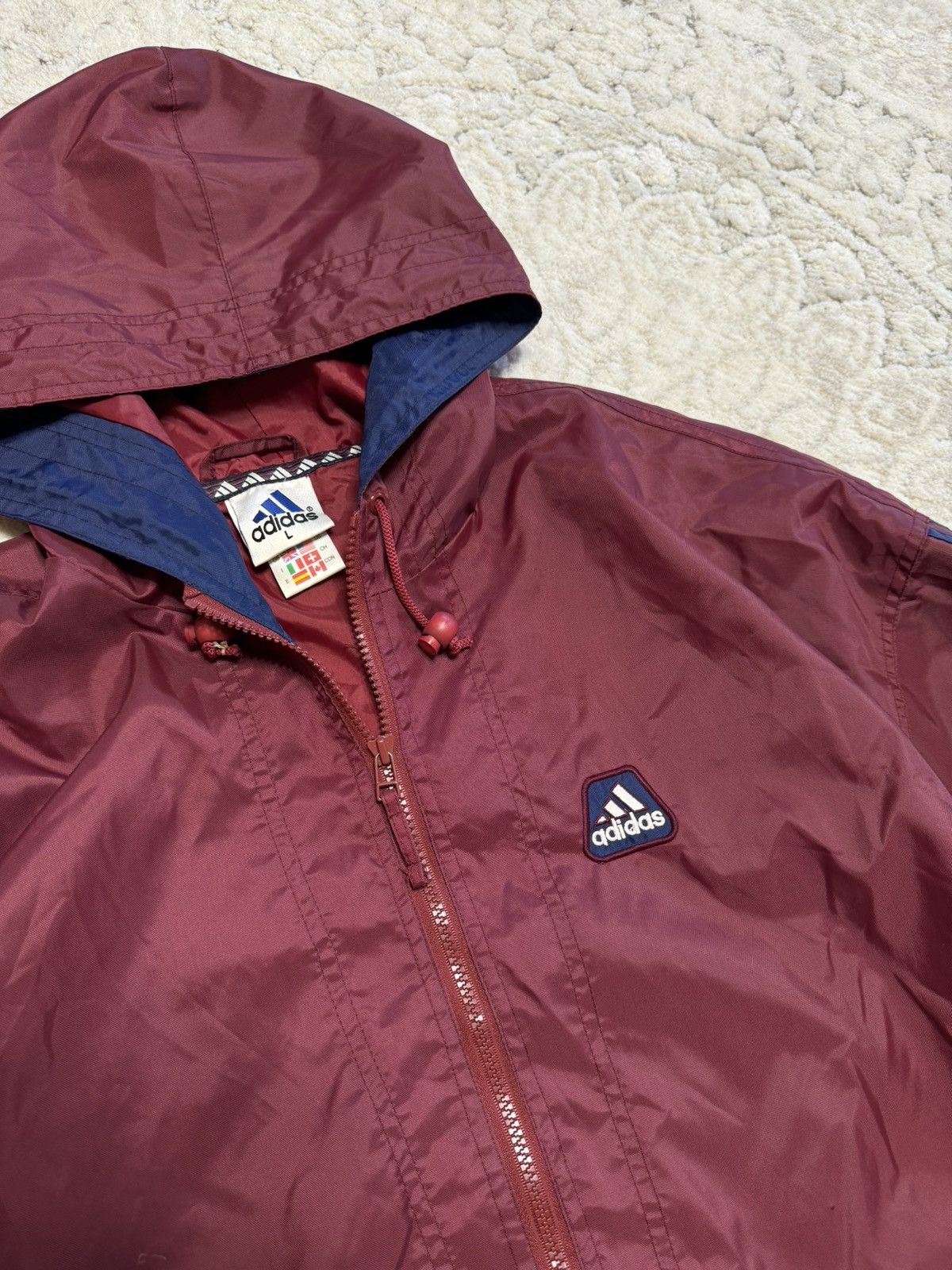 Adidas × Vintage Vintage Adidas Burgundy Anorak Nylon Jacket Size US XL / EU 56 / 4 - 10 Thumbnail