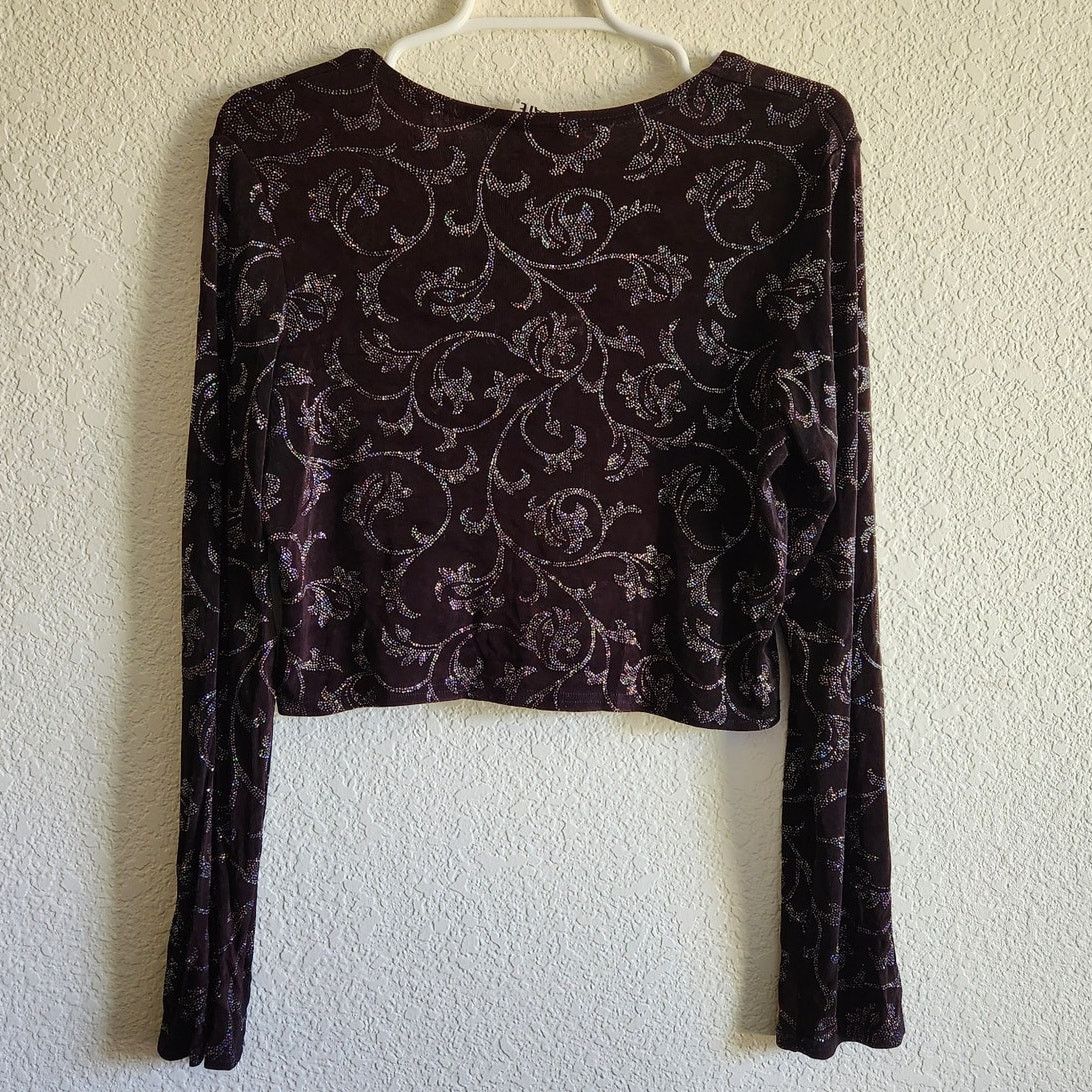 Other Y2k Jalate Women's Rhinestone Floral Low Cut Cardigan-Lg Size L / US 10 / IT 46 - 2 Thumbnail