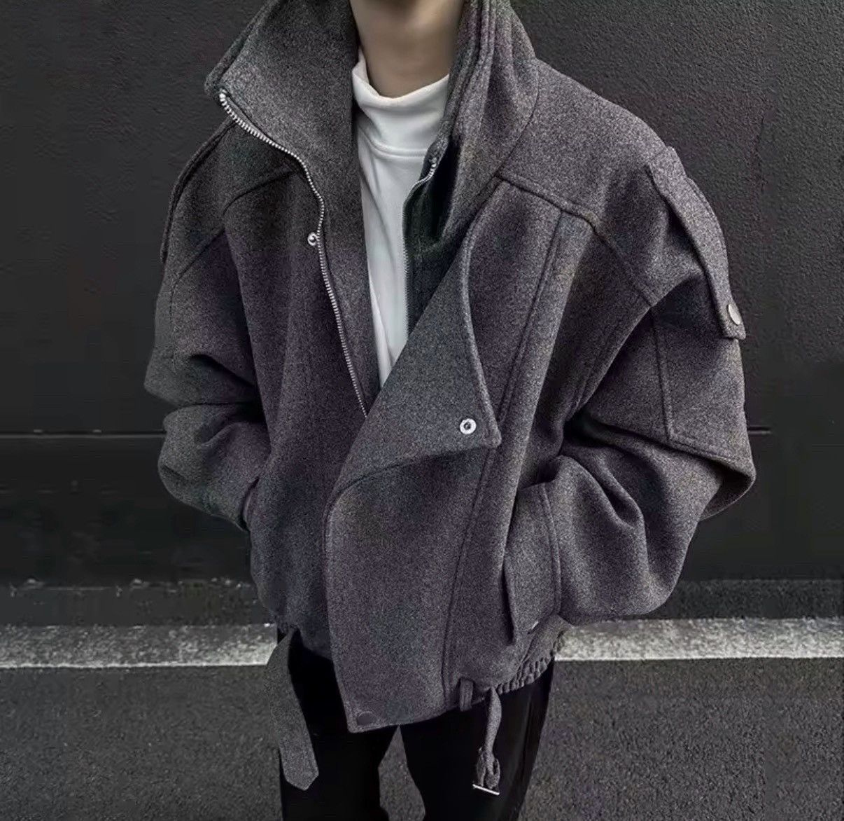 Other Streetwear Grey Zipper Casual Woolen Jacket Coat Size US L / EU 52-54 / 3 - 3 Thumbnail
