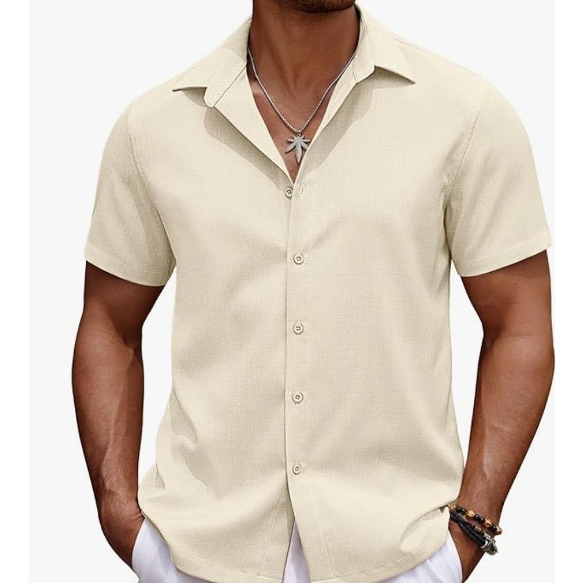 The Unbranded Brand Mens Casual Summer Shirt Button DownCotton Linen SIZE LARGE Size US L / EU 52-54 / 3 - 1 Thumbnail