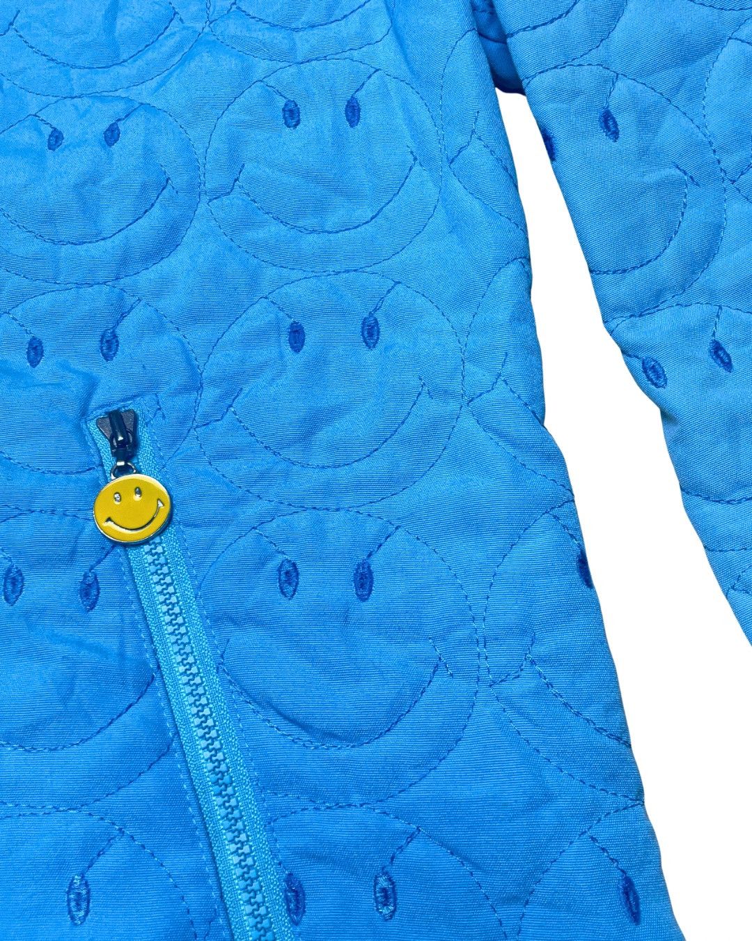 Angel Blue All-Over Smiley Quilted Hooded Long Parka Size M / US 6-8 / IT 42-44 - 3 Thumbnail