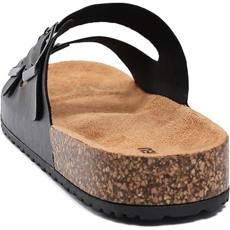 Other Getoeu Women's Size 6 Black Buckle Cork Flat Sandals Size US 6 / IT 36 - 5 Thumbnail