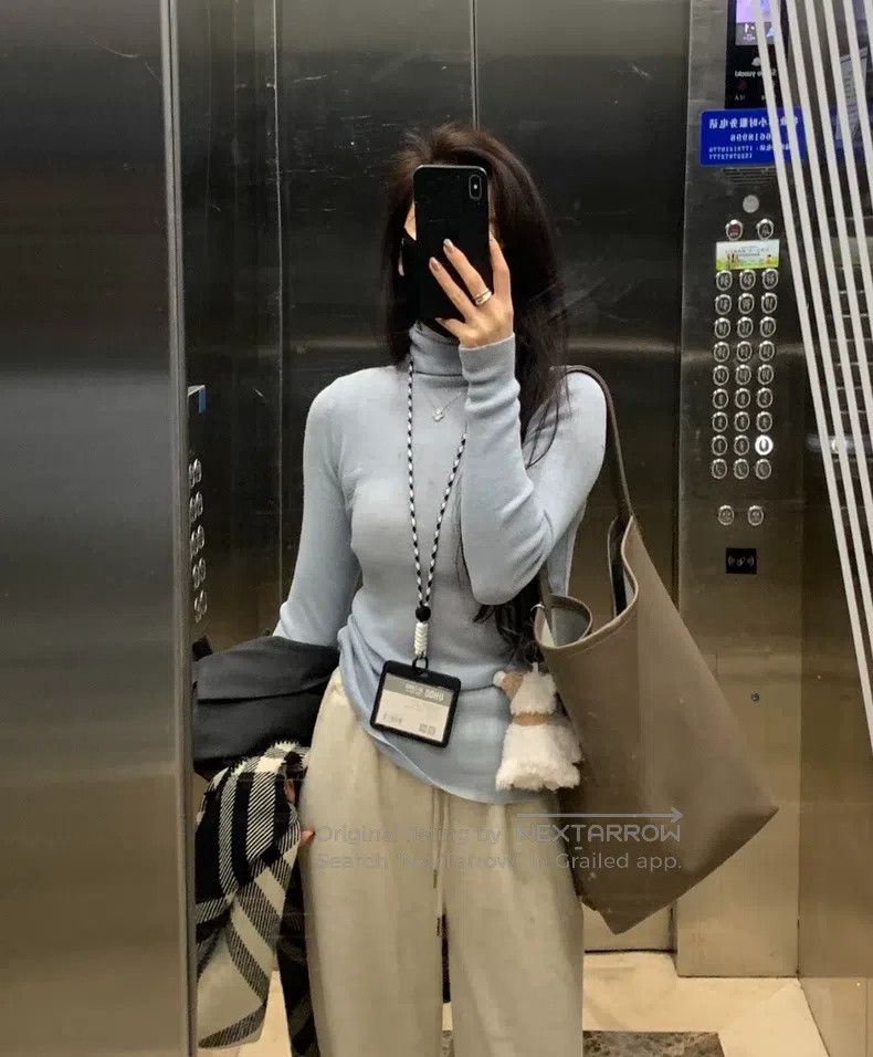 Loro Piana LORO PIANA Haze Blue Baby Cashmere High-Neck Knit Sweater Size US L / EU 52-54 / 3 - 6 Thumbnail