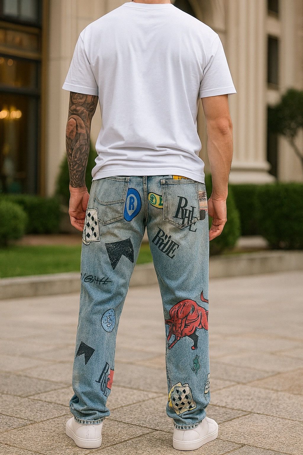 Rhude Rhude “Race Money Bull Graphic Denim Jeans Men’s Size 34-32 Size US 34 / EU 50 - 2 Thumbnail